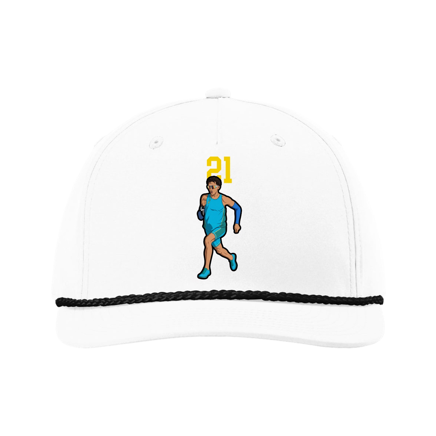 Five-Panel Classic Rope Cap — Number Top in White