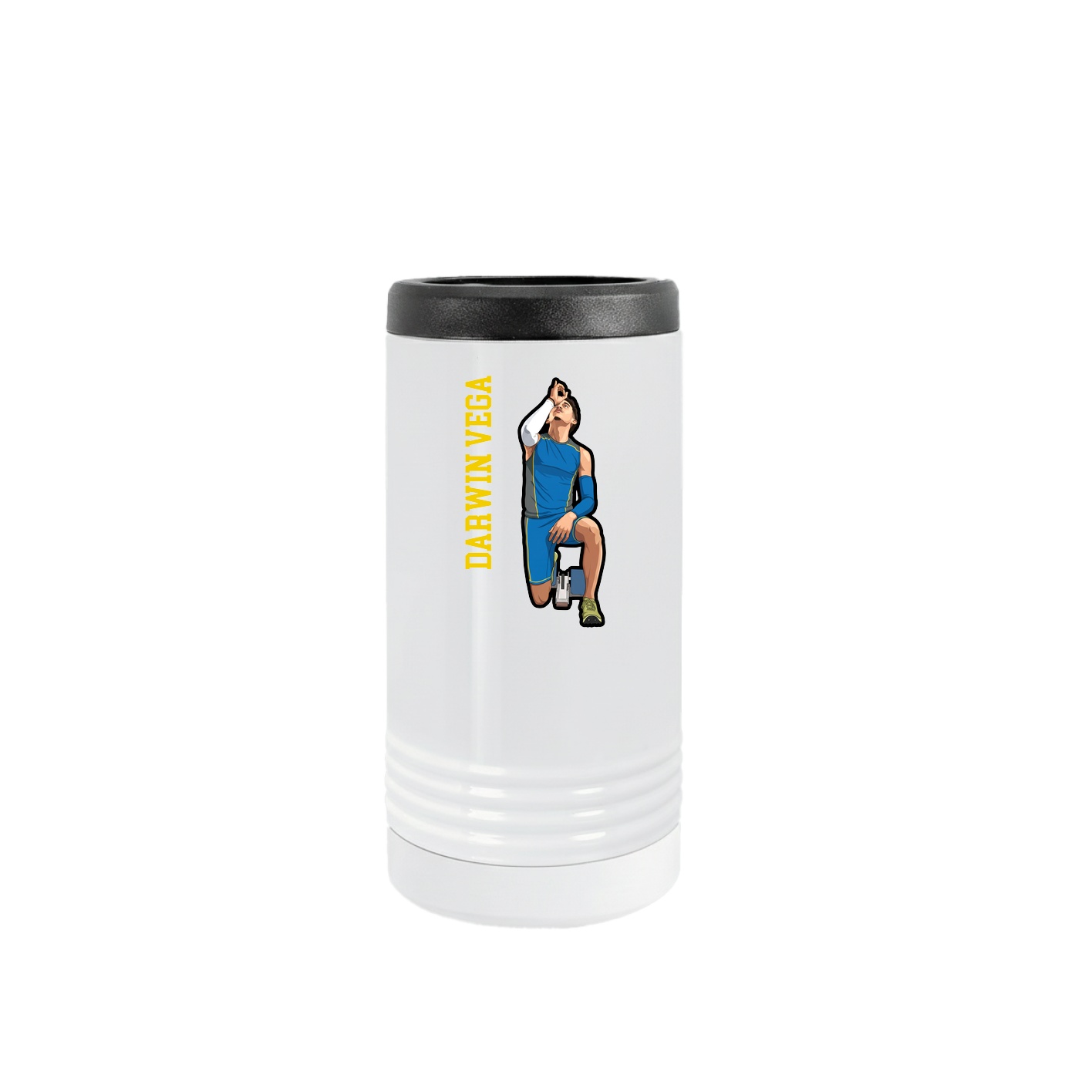 Slim Beverage Holder — Name Vertical in White