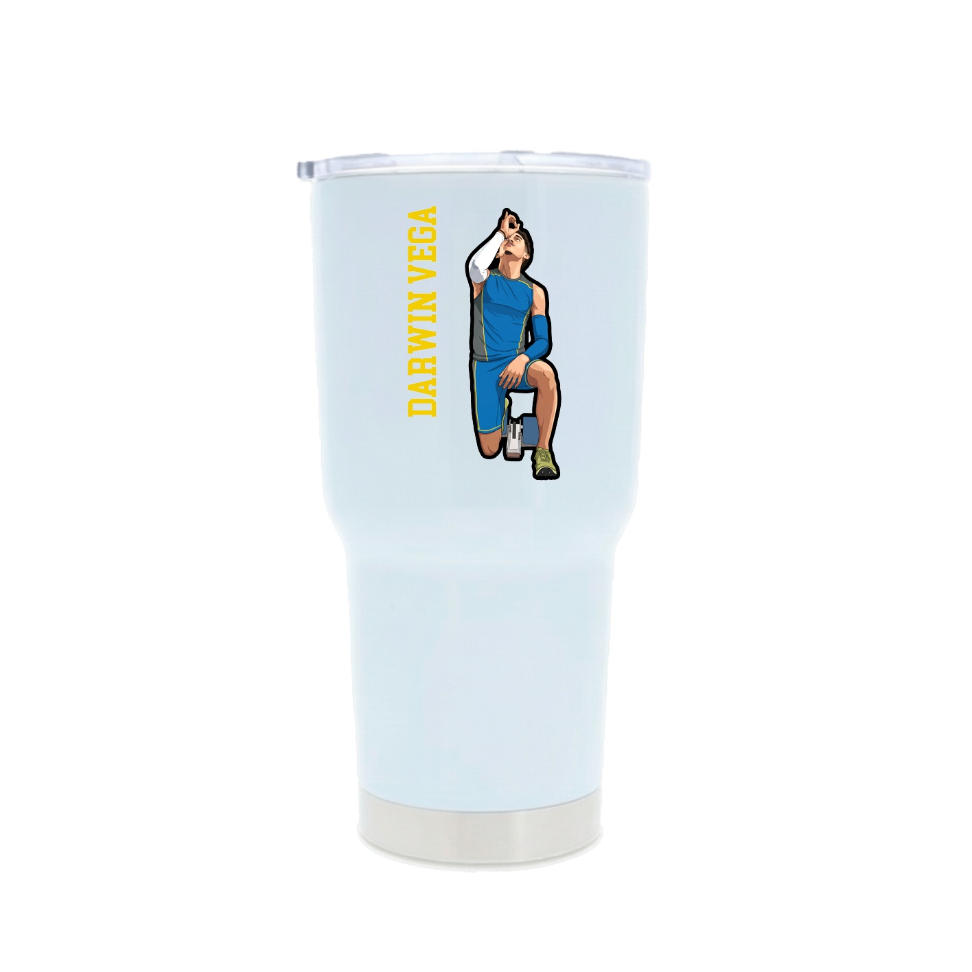 30oz Stainless Steel Tumbler — Name Vertical in White