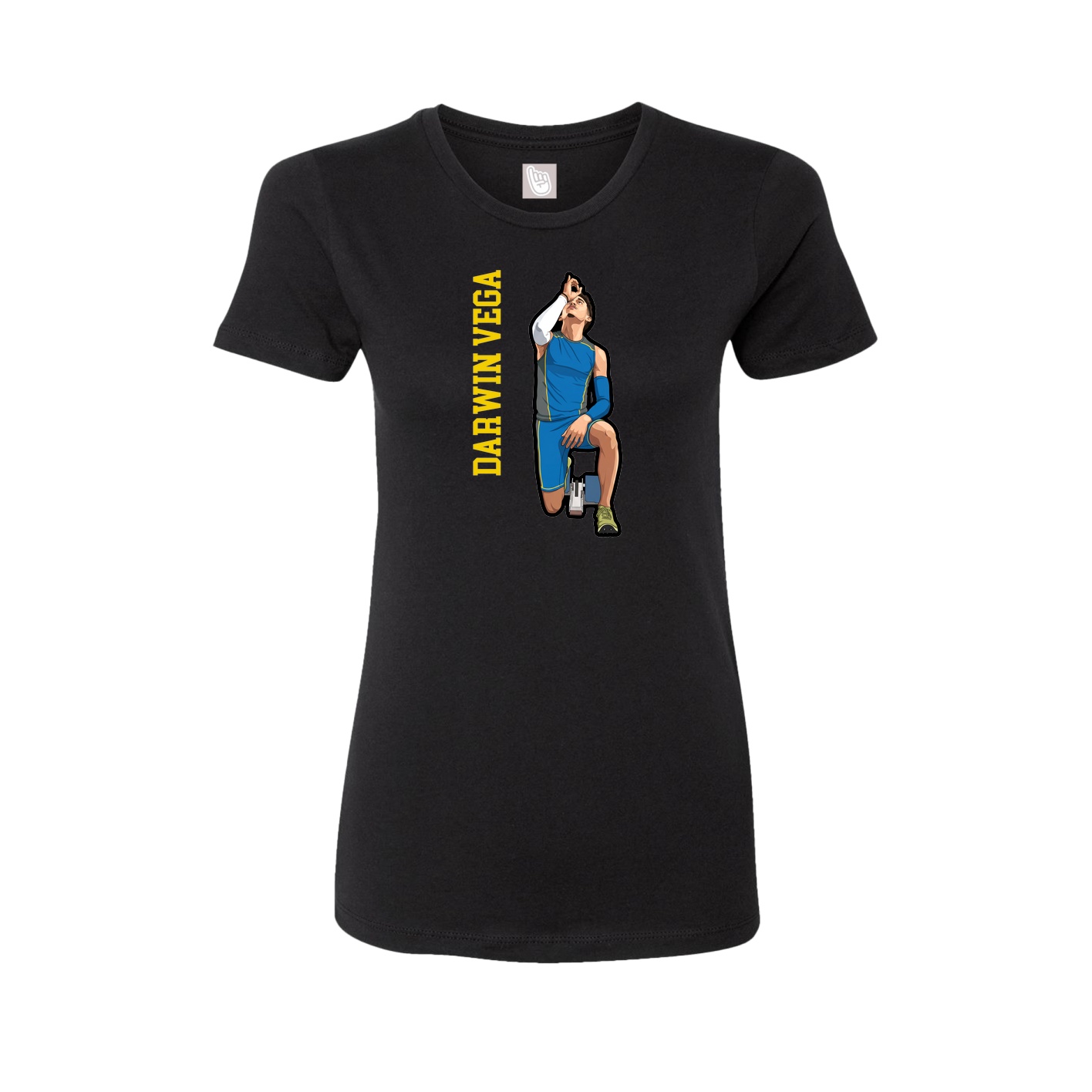 Fitted Women's Tee — Name Vertical in Black