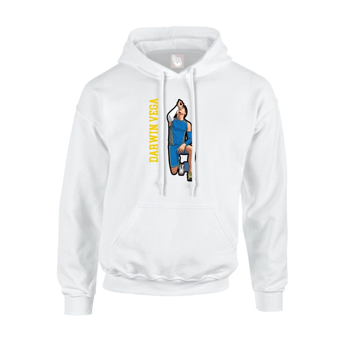 Youth Hoodie — Name Vertical in White