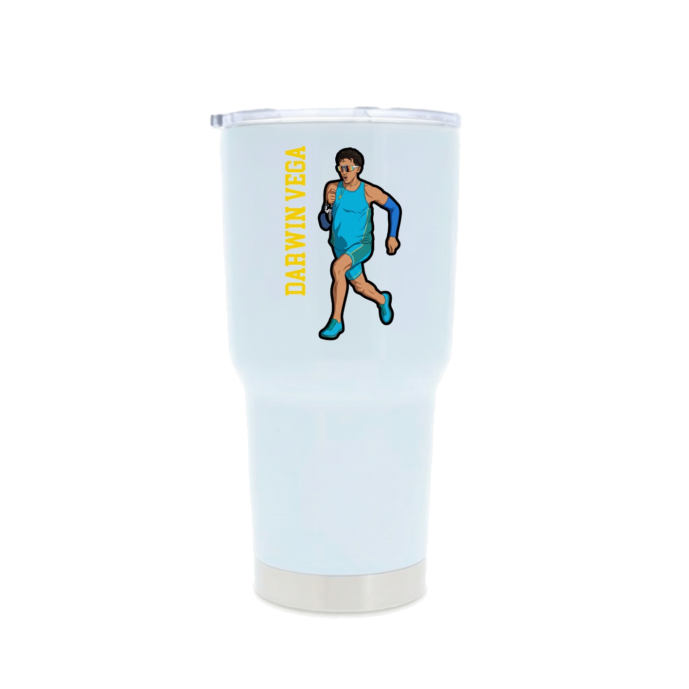 30oz Stainless Steel Tumbler — Name Vertical in White