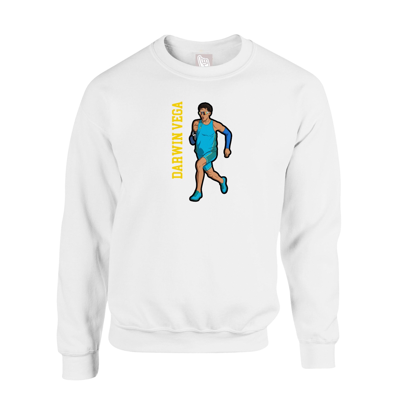 Fleece Crew — Name Vertical in White