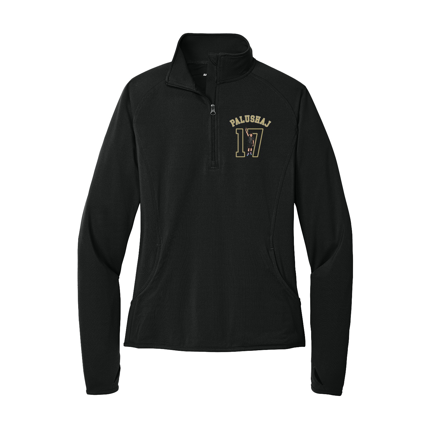 Women's Q-Zip Pullover — Shirsey Arch in Black