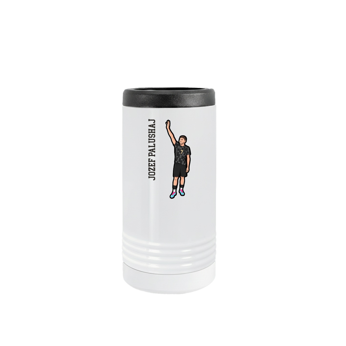 Slim Beverage Holder — Name Vertical in White