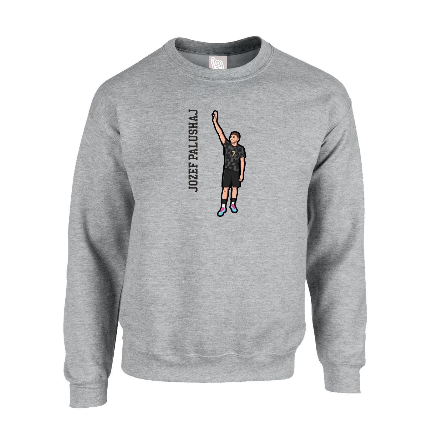 Fleece Crew — Name Vertical in Grey