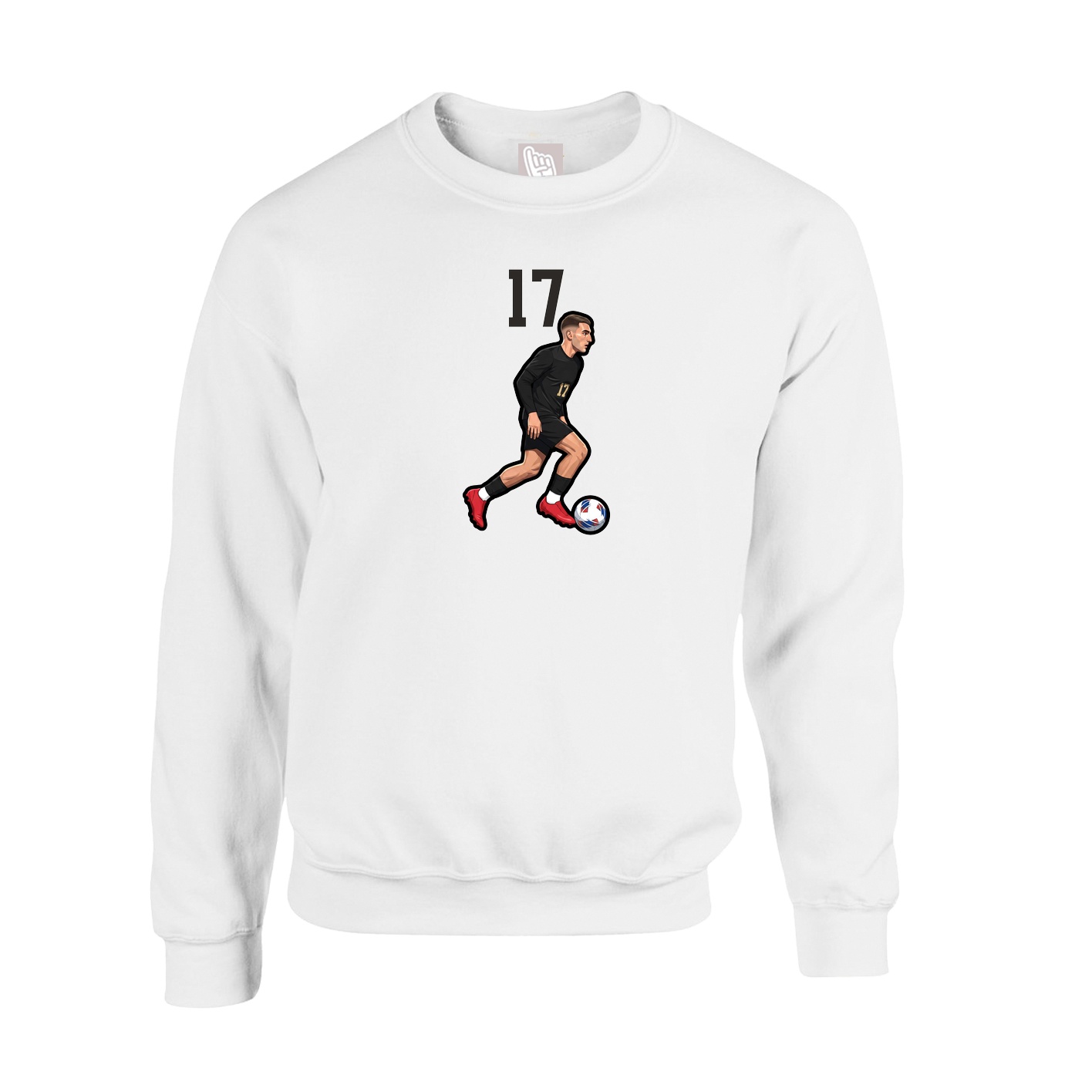 Fleece Crew — Number Top in White