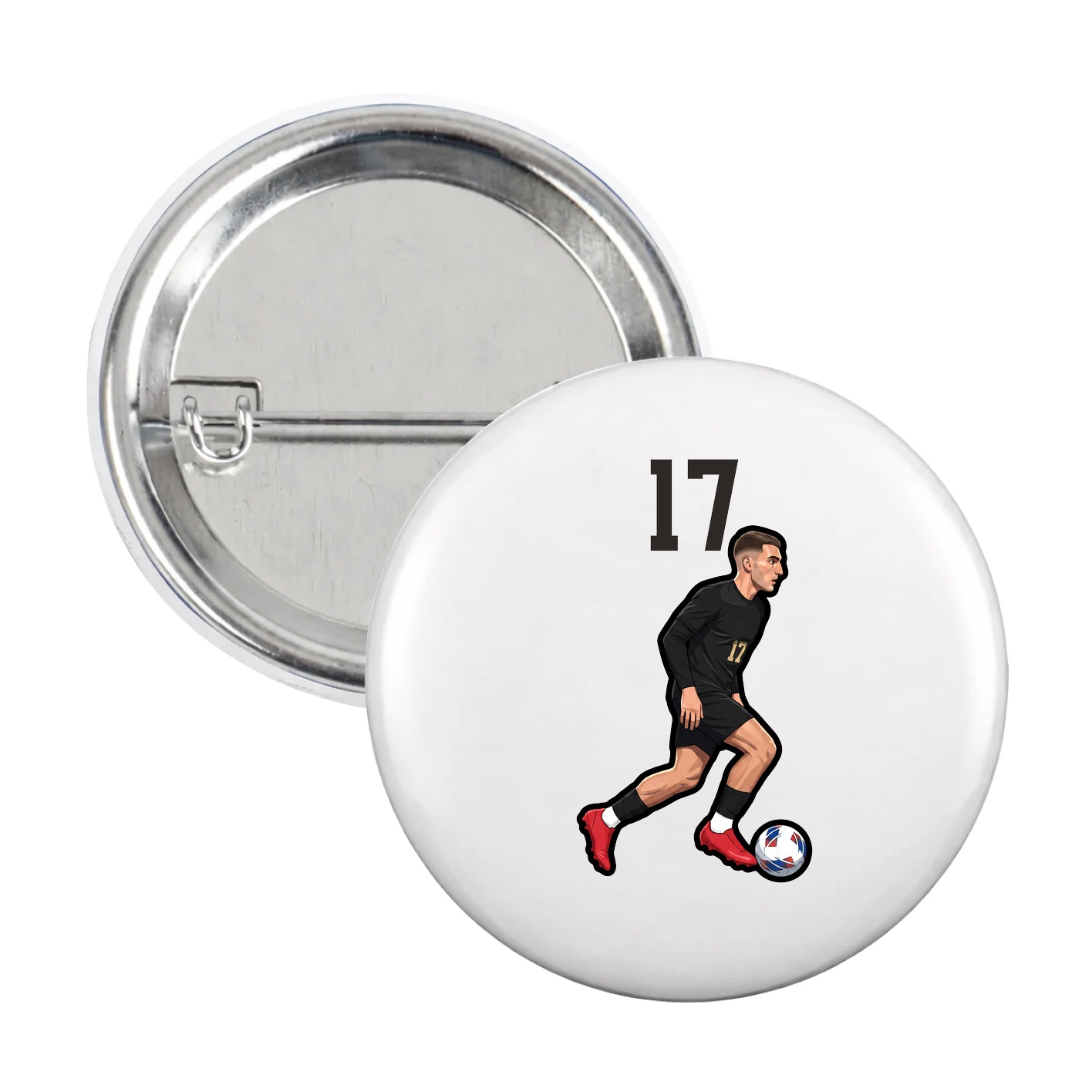 Game Day Button — Number Top in White
