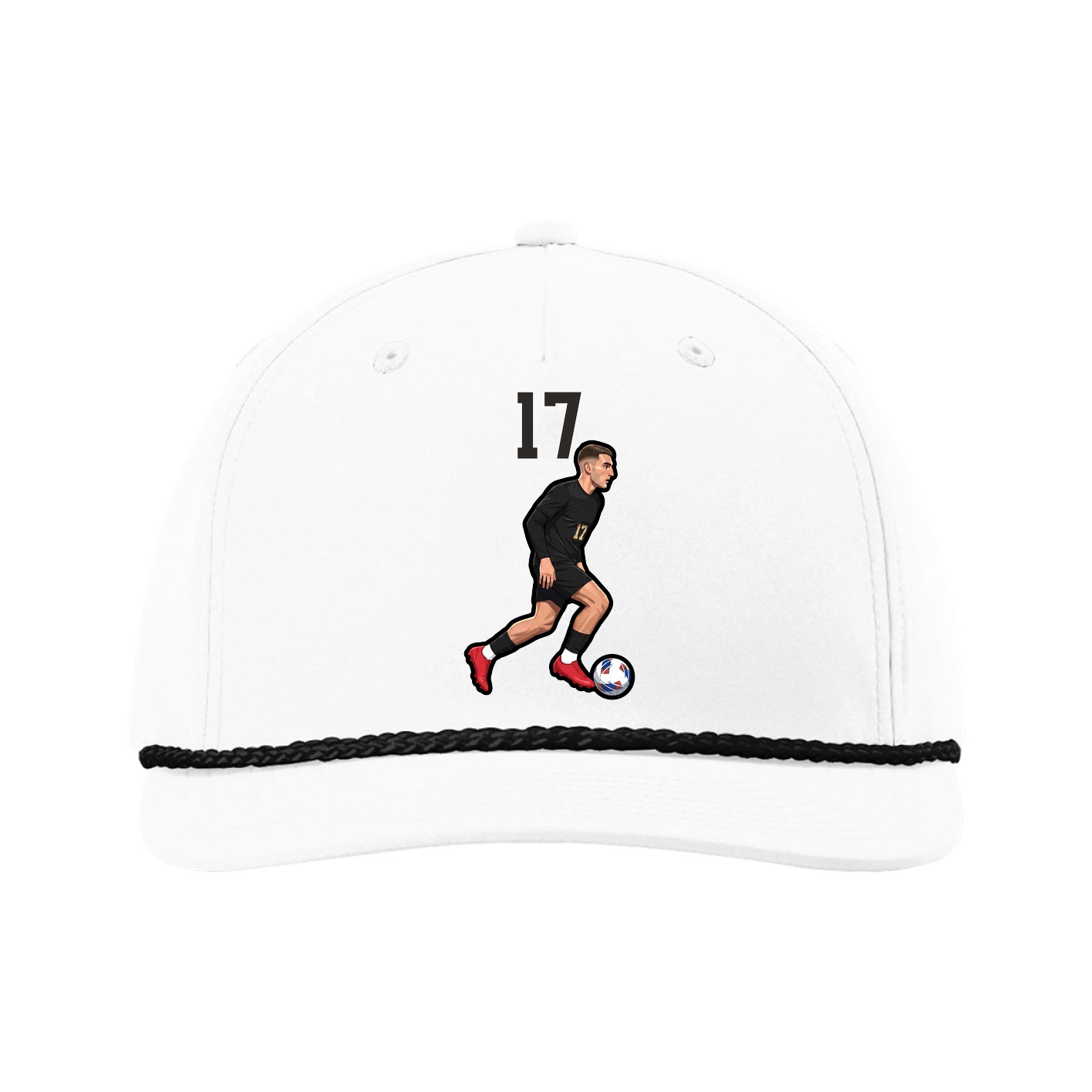 Five-Panel Classic Rope Cap — Number Top in White