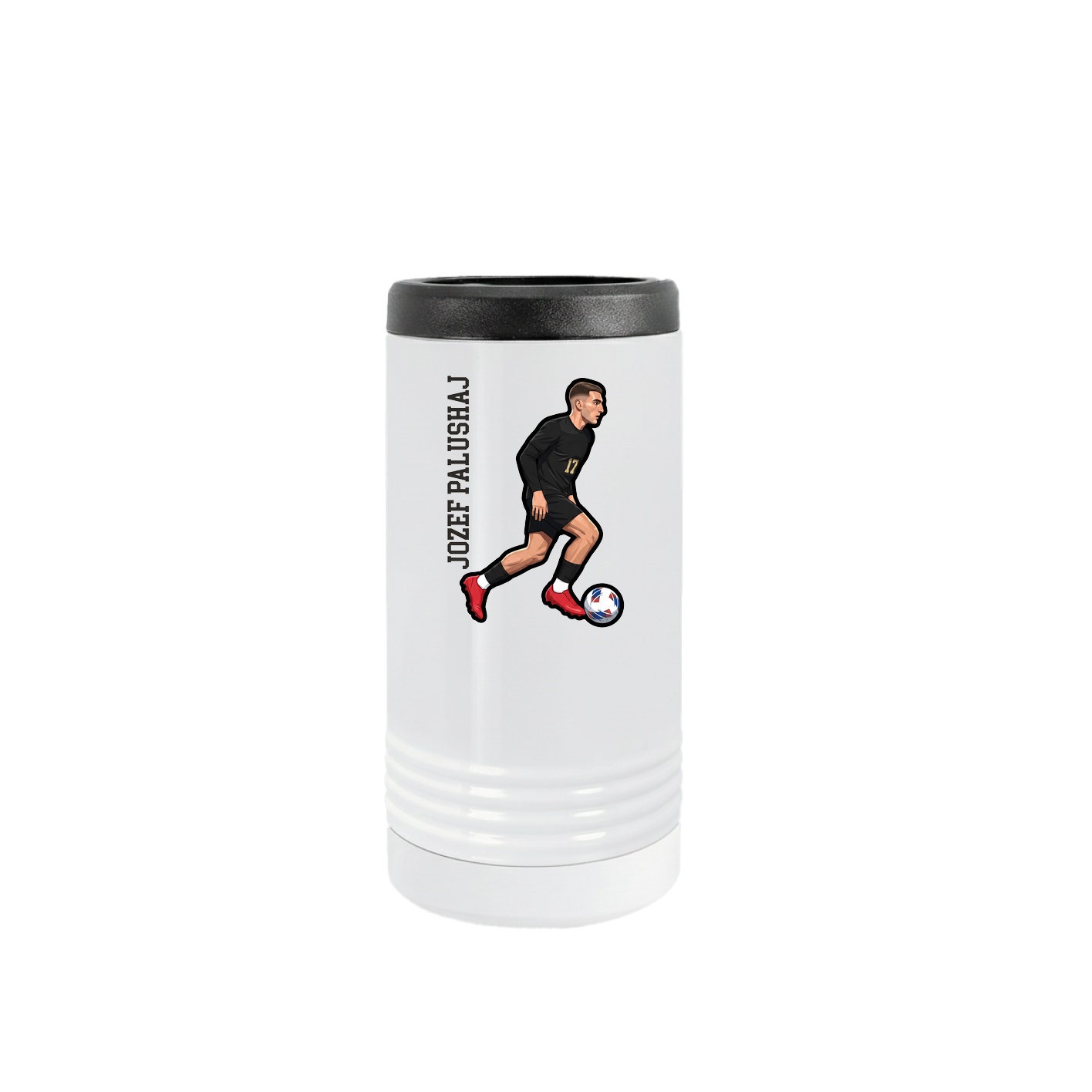 Slim Beverage Holder — Name Vertical in White