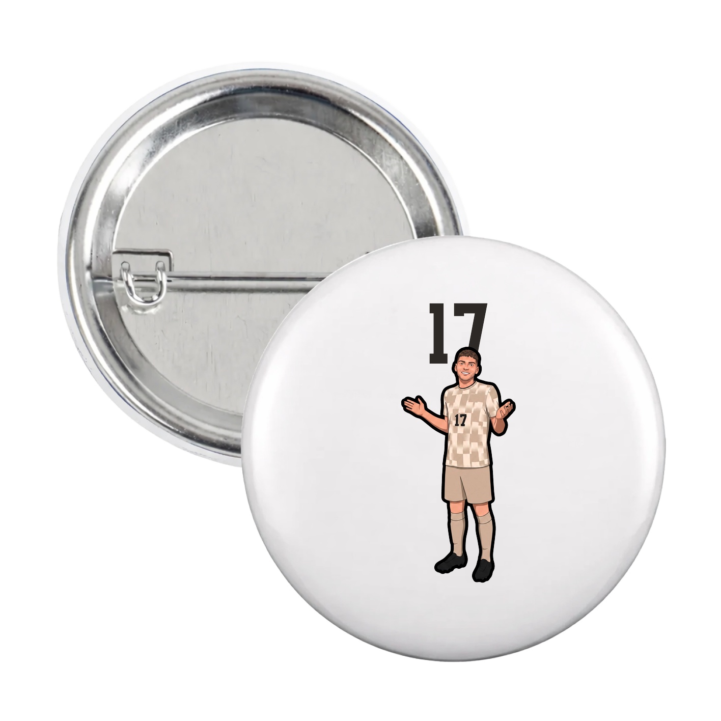 Game Day Button — Number Top in White