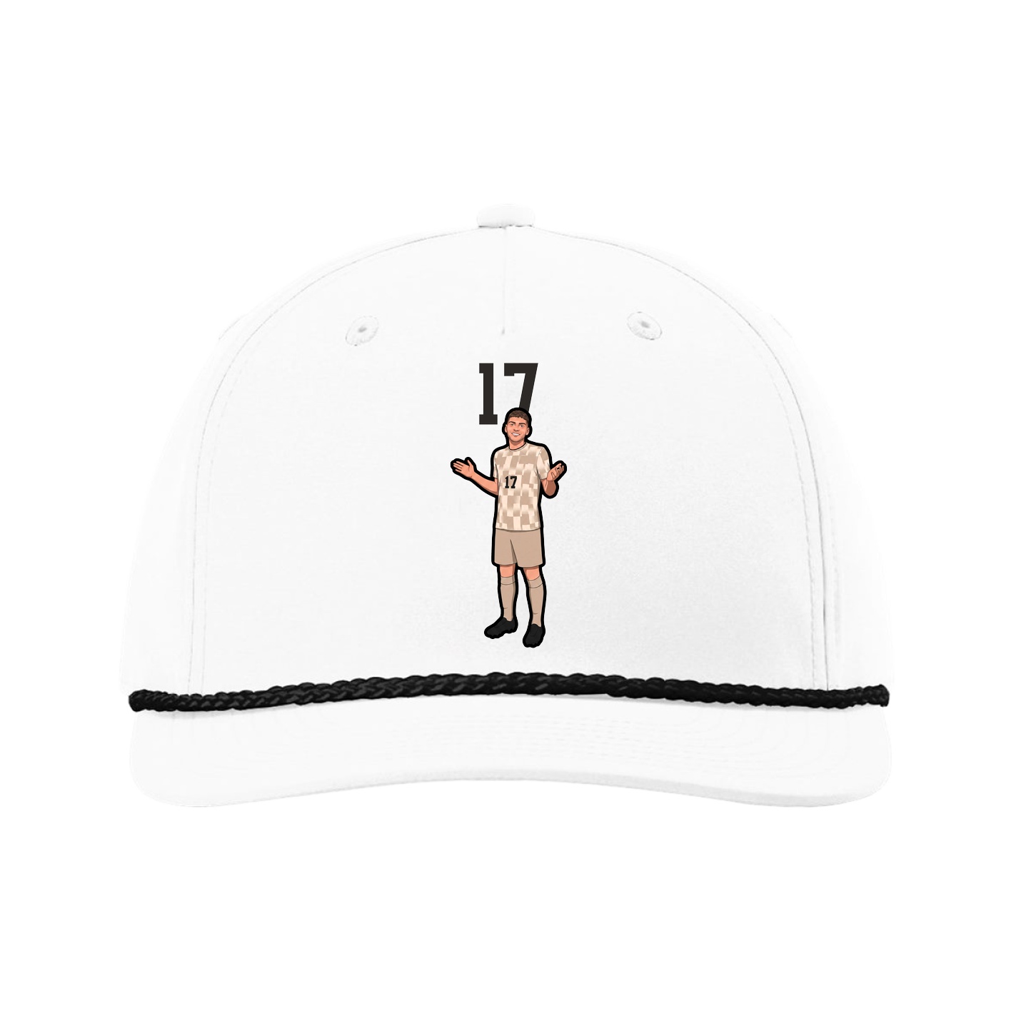 Five-Panel Classic Rope Cap — Number Top in White