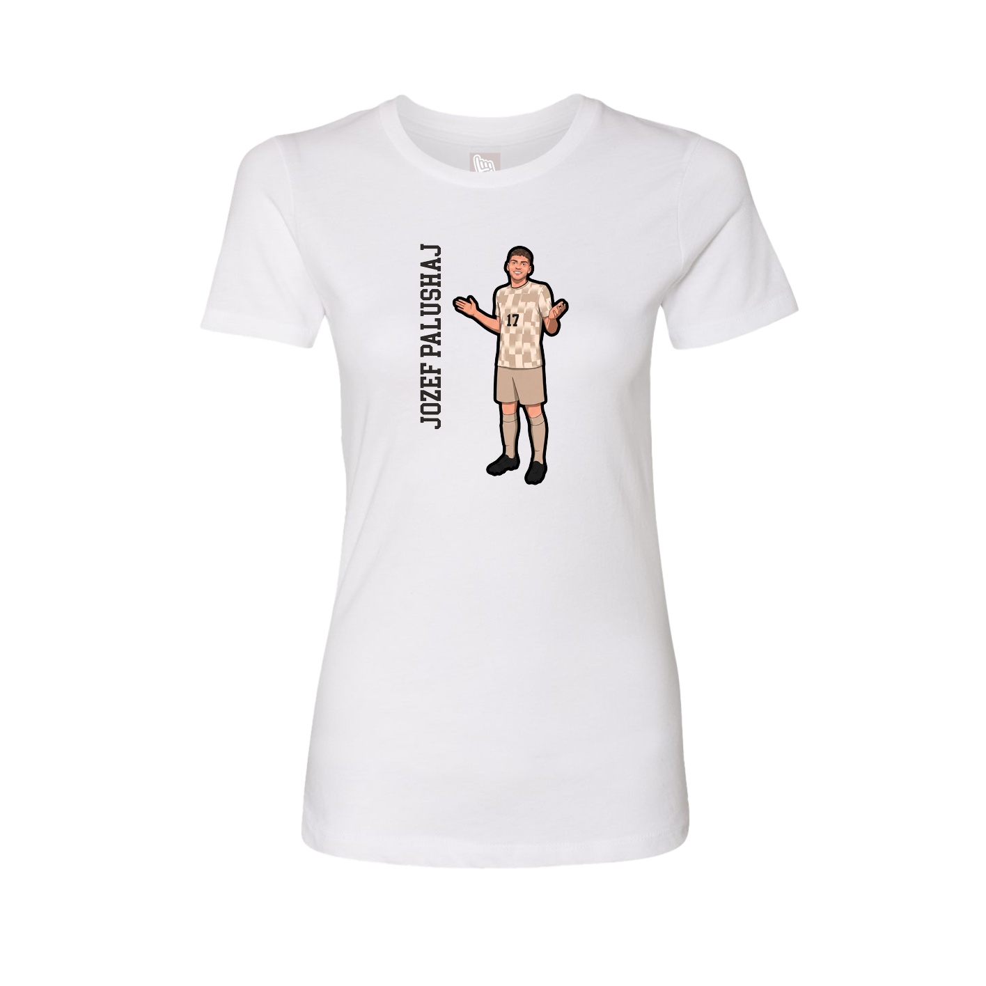 Womens Tee — Name Vertical in White