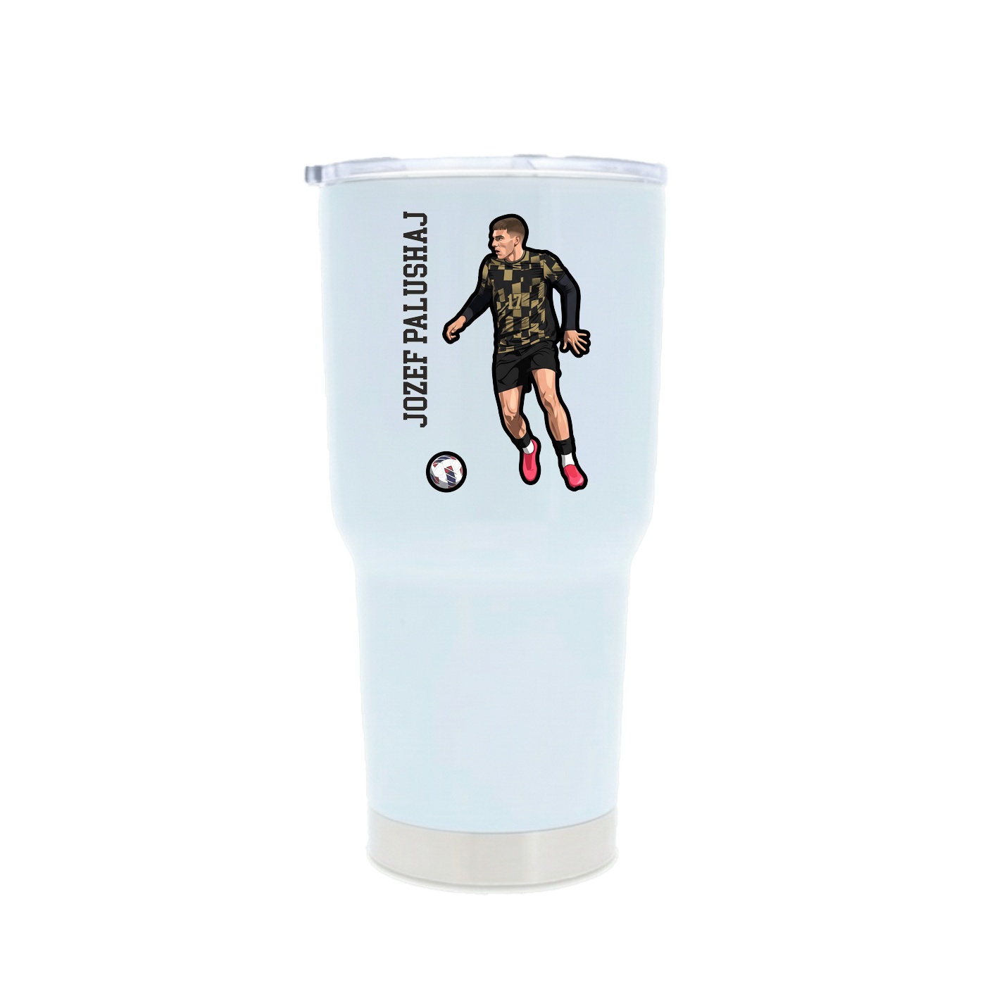 30oz Stainless Steel Tumbler — Name Vertical in White