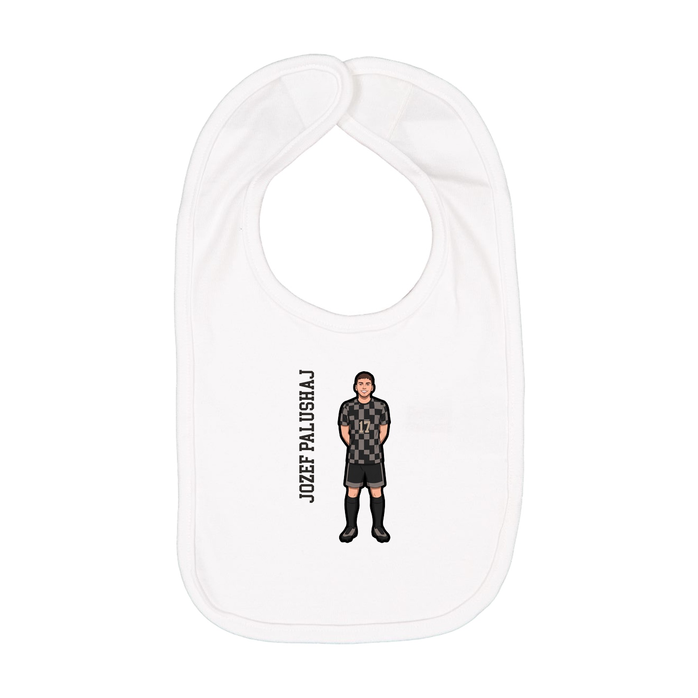 Infant Bib — Name Vertical in White