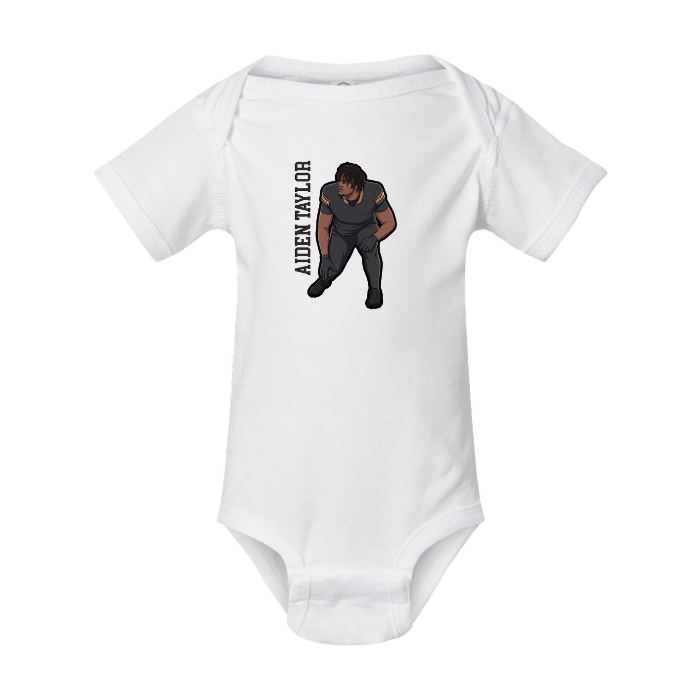 Baby Onesie — Name Vertical in White
