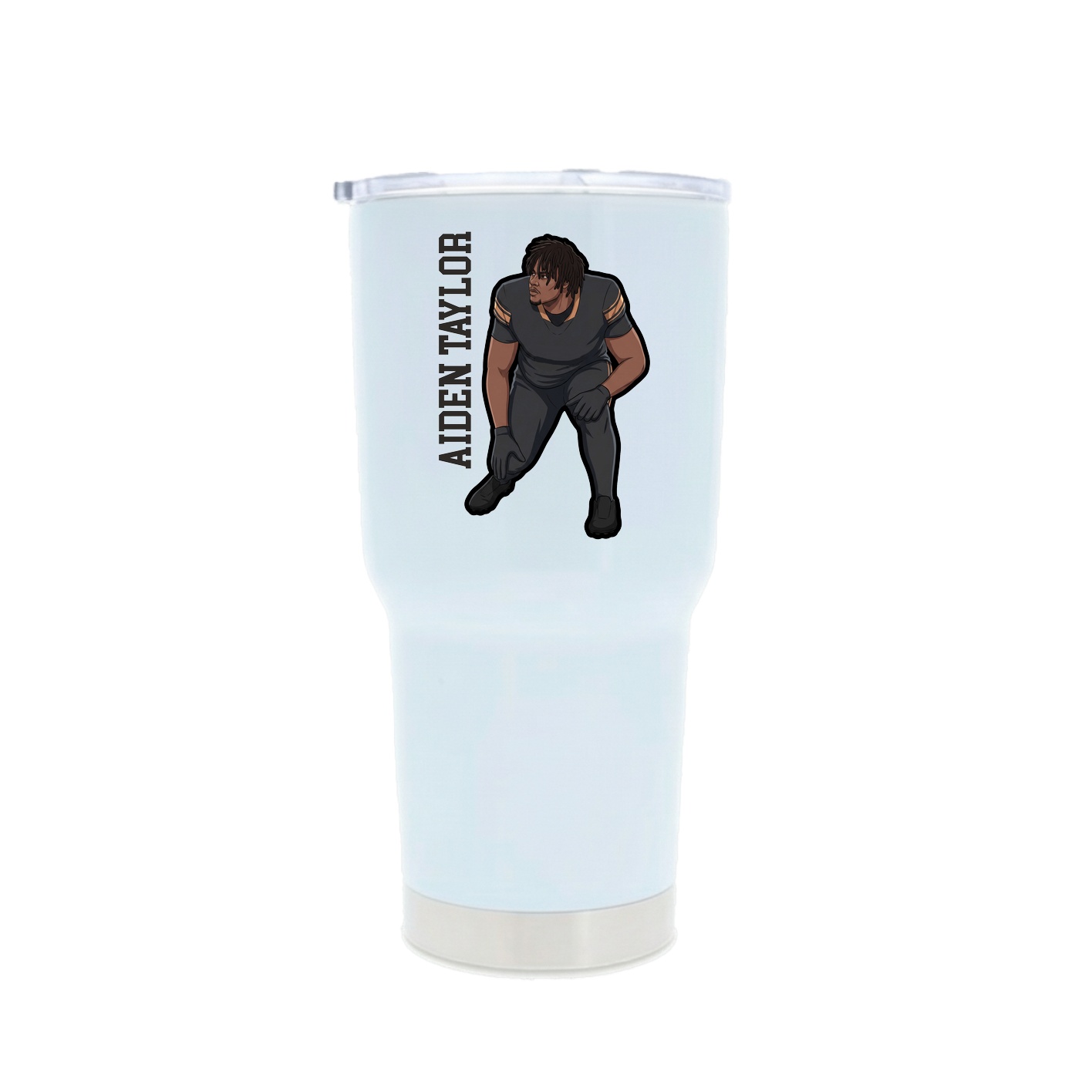 30oz Stainless Steel Tumbler — Name Vertical in White