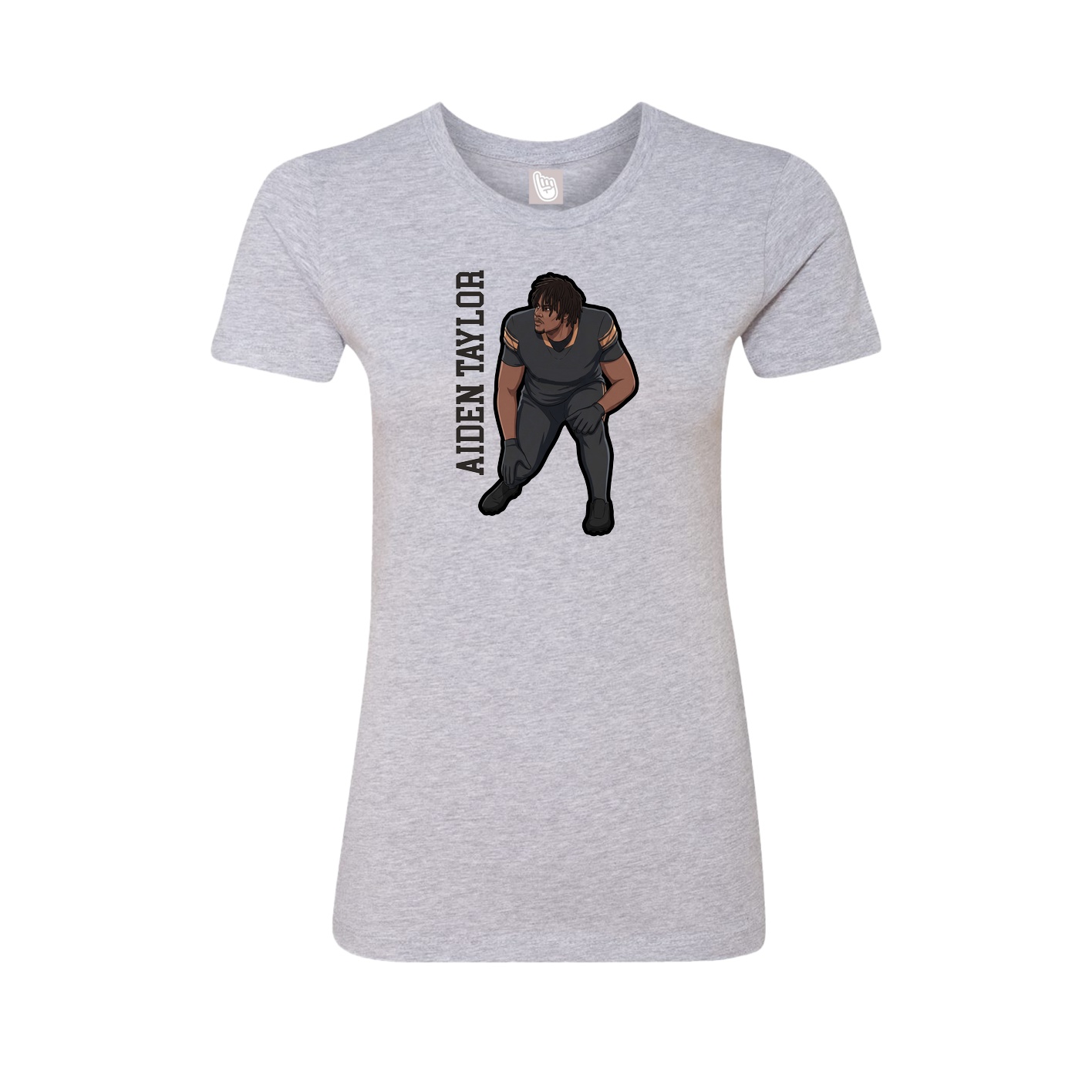Fitted Women's Tee — Name Vertical in Grey