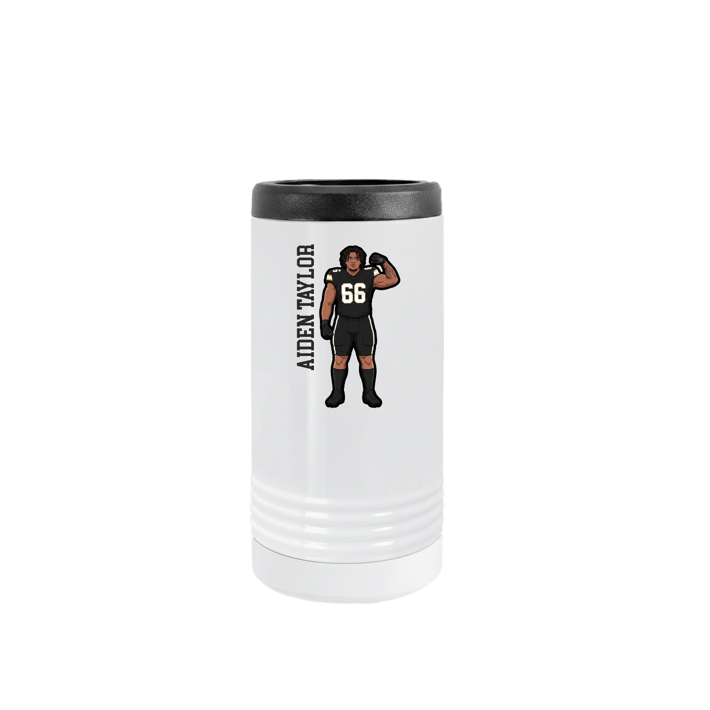 Slim Beverage Holder — Name Vertical in White