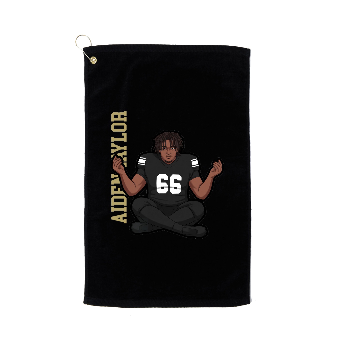 Golf Towel — Name Vertical in Black