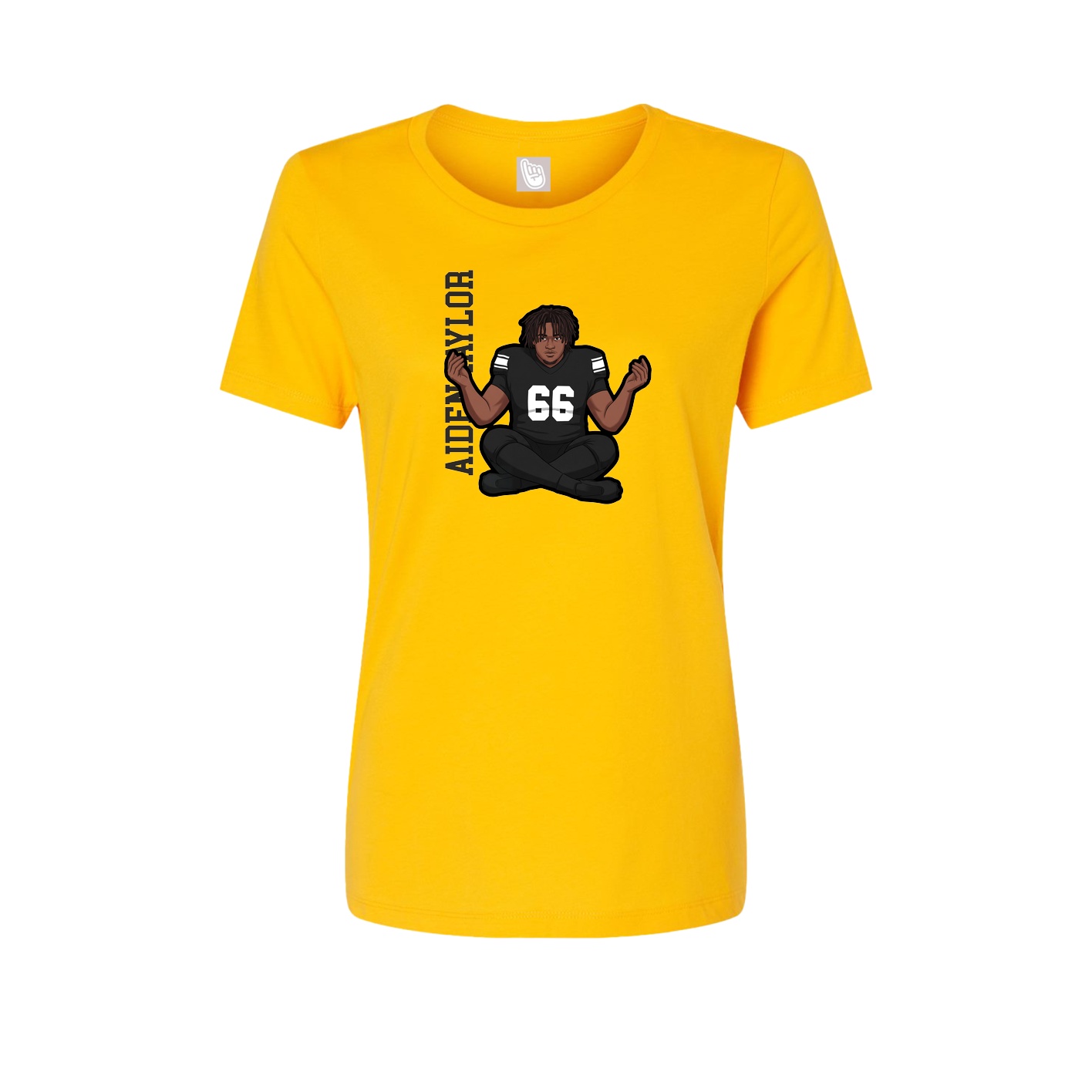 Fitted Women's Tee — Name Vertical in Gold