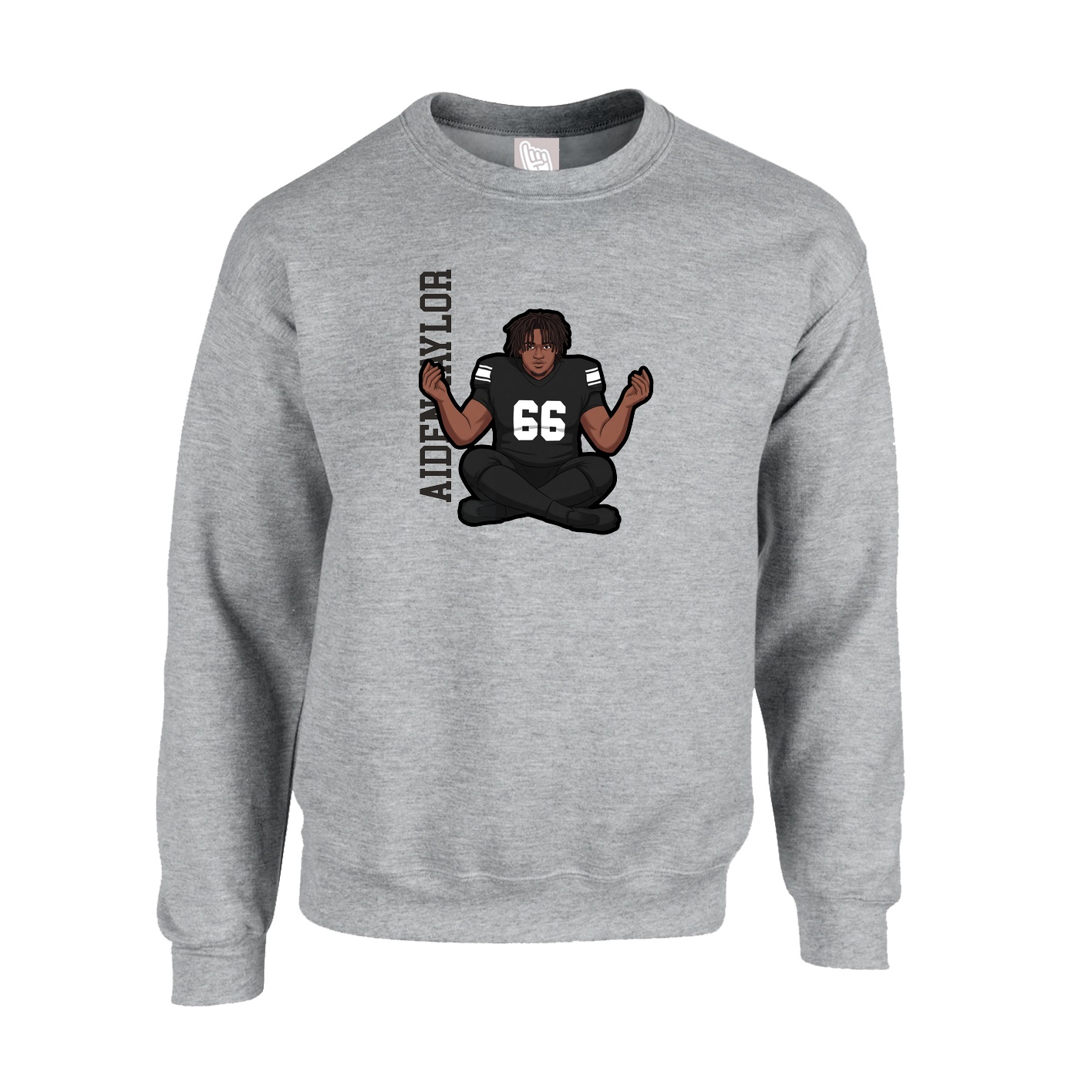 Fleece Crew — Name Vertical in Grey
