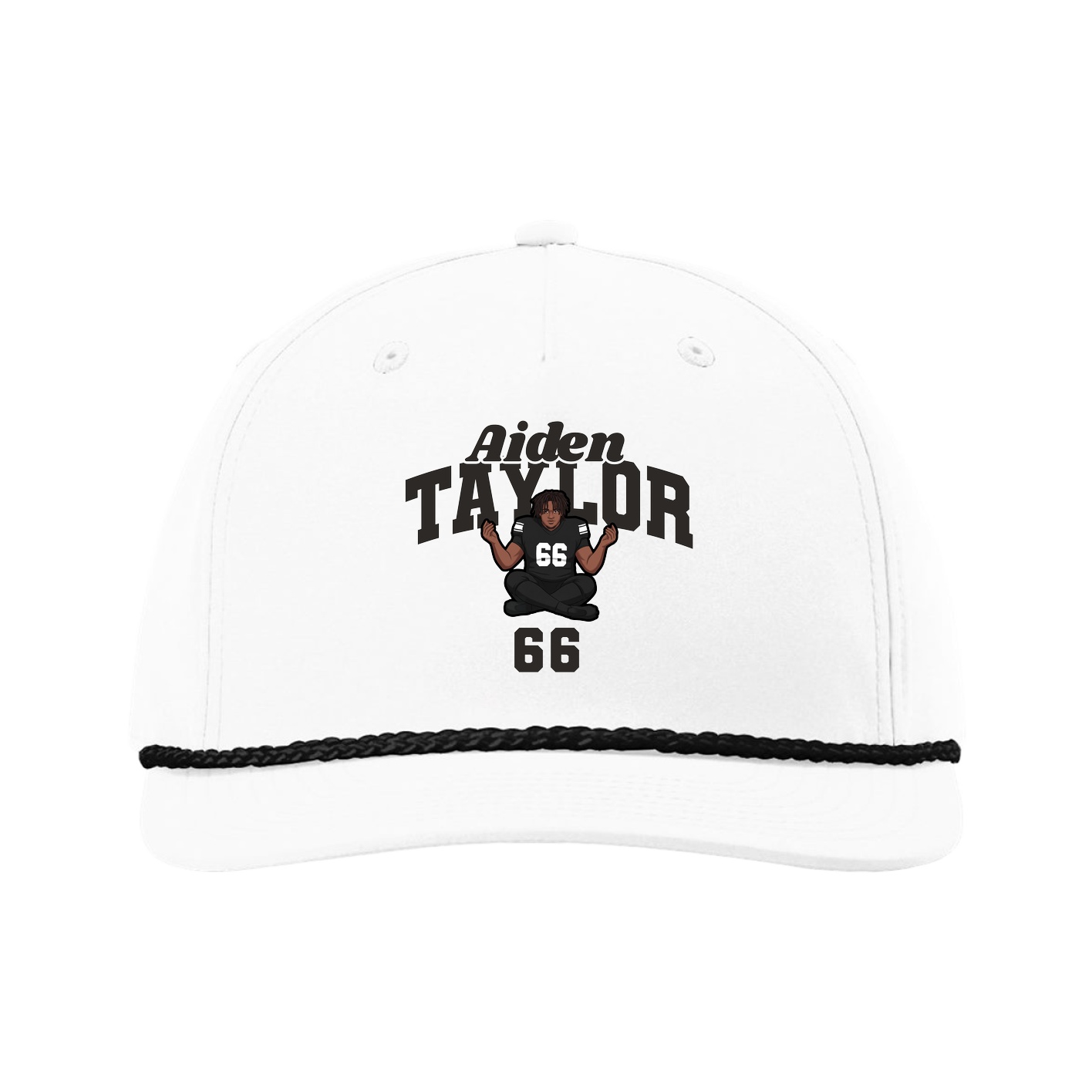 Five-Panel Classic Rope Cap — Signature Arch in White