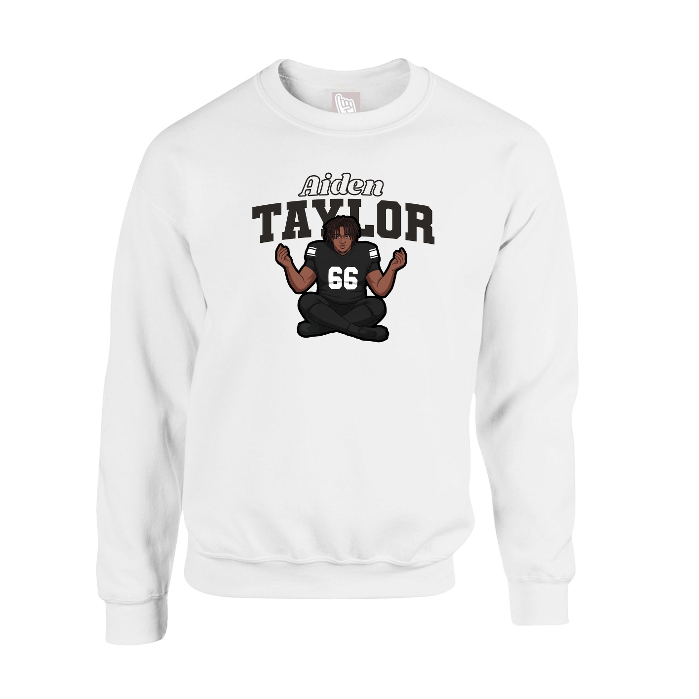Fleece Crew — Name Arch in White