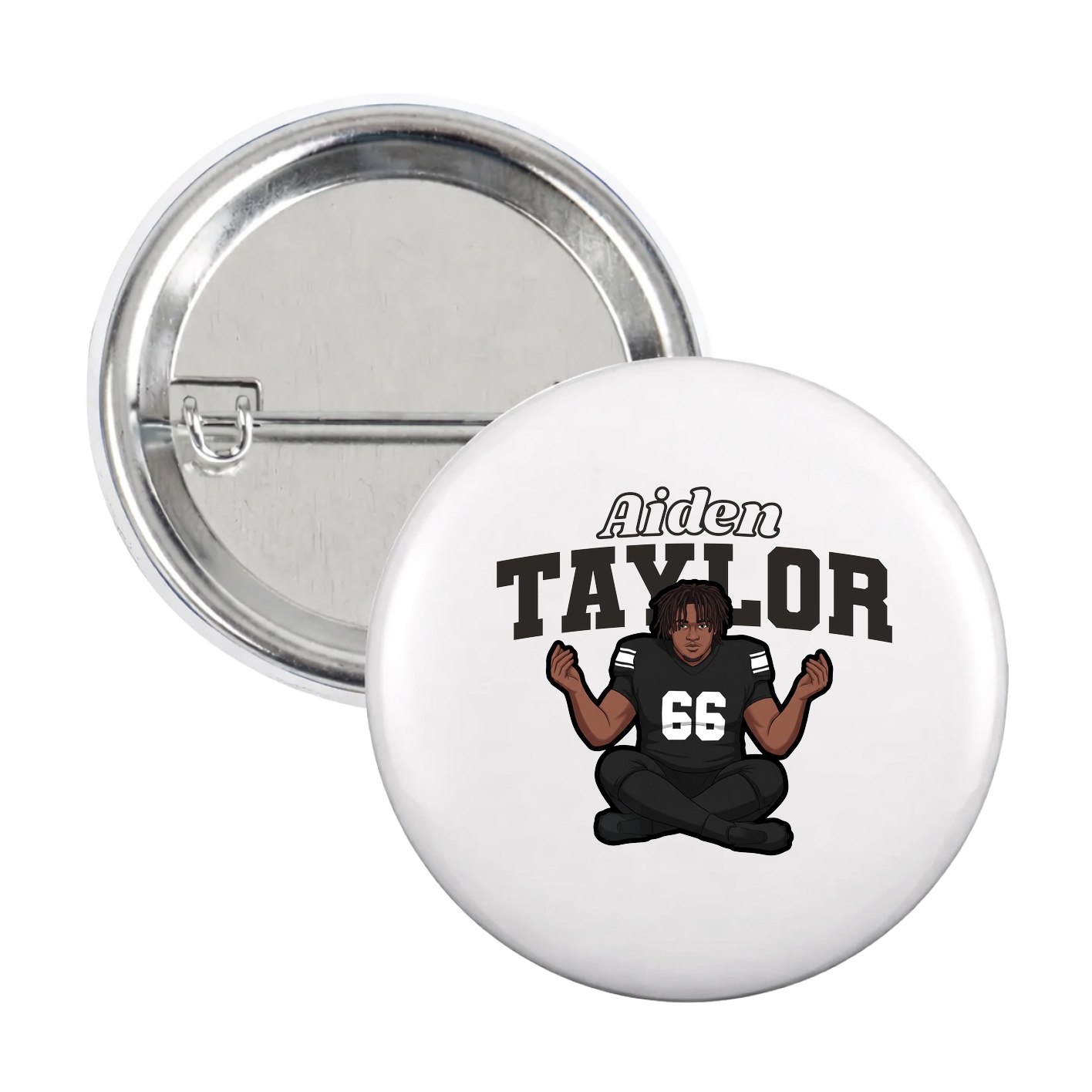 Game Day Button — Name Arch in White