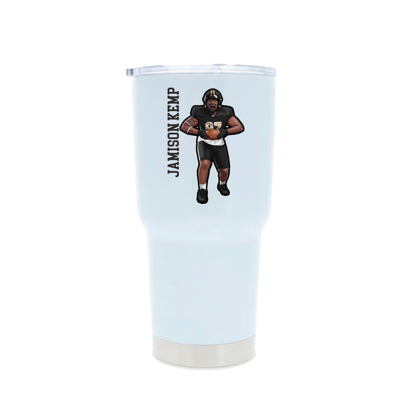 30oz Stainless Steel Tumbler — Name Vertical in White