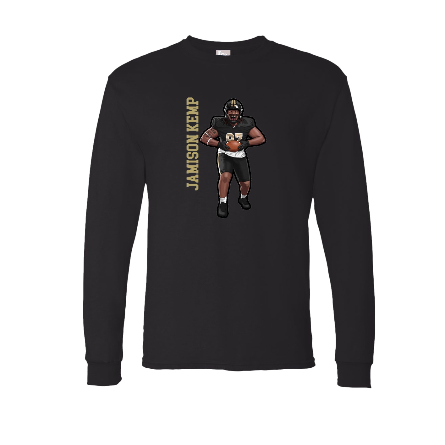 Long Sleeve Tee — Name Vertical in Black