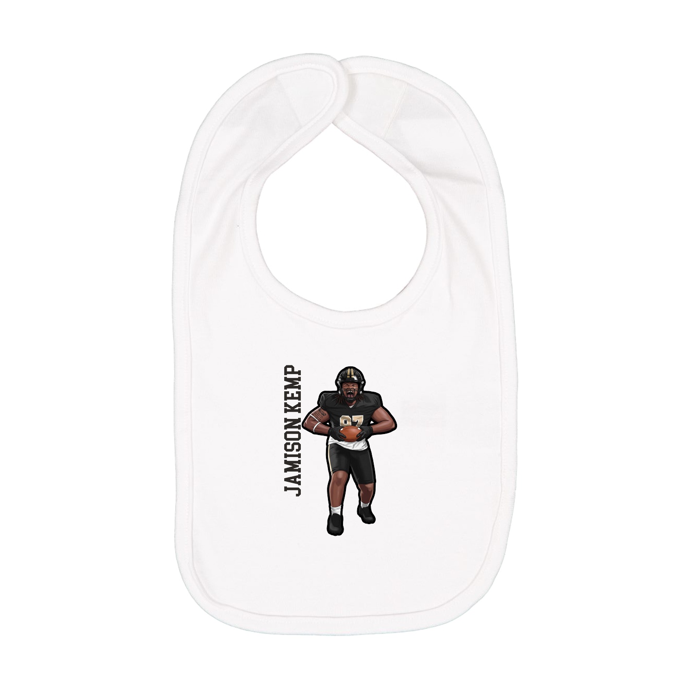 Infant Bib — Name Vertical in White