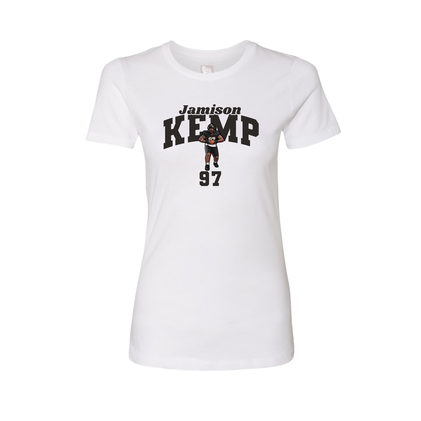 Fitted Women's Tee — Signature Arch in White