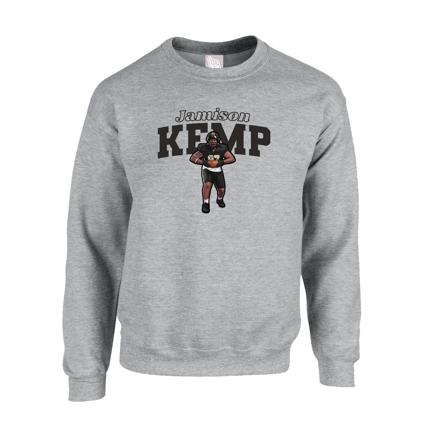 Fleece Crew — Name Arch in Grey