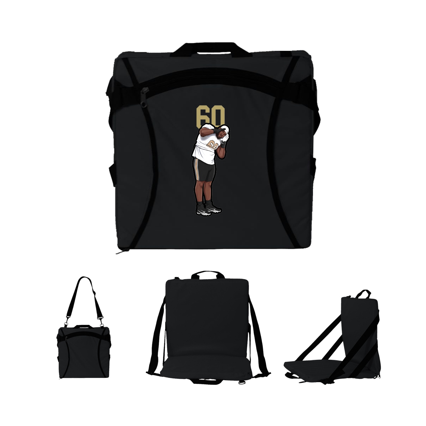 Folding Stadium Seat — Number Top in Black