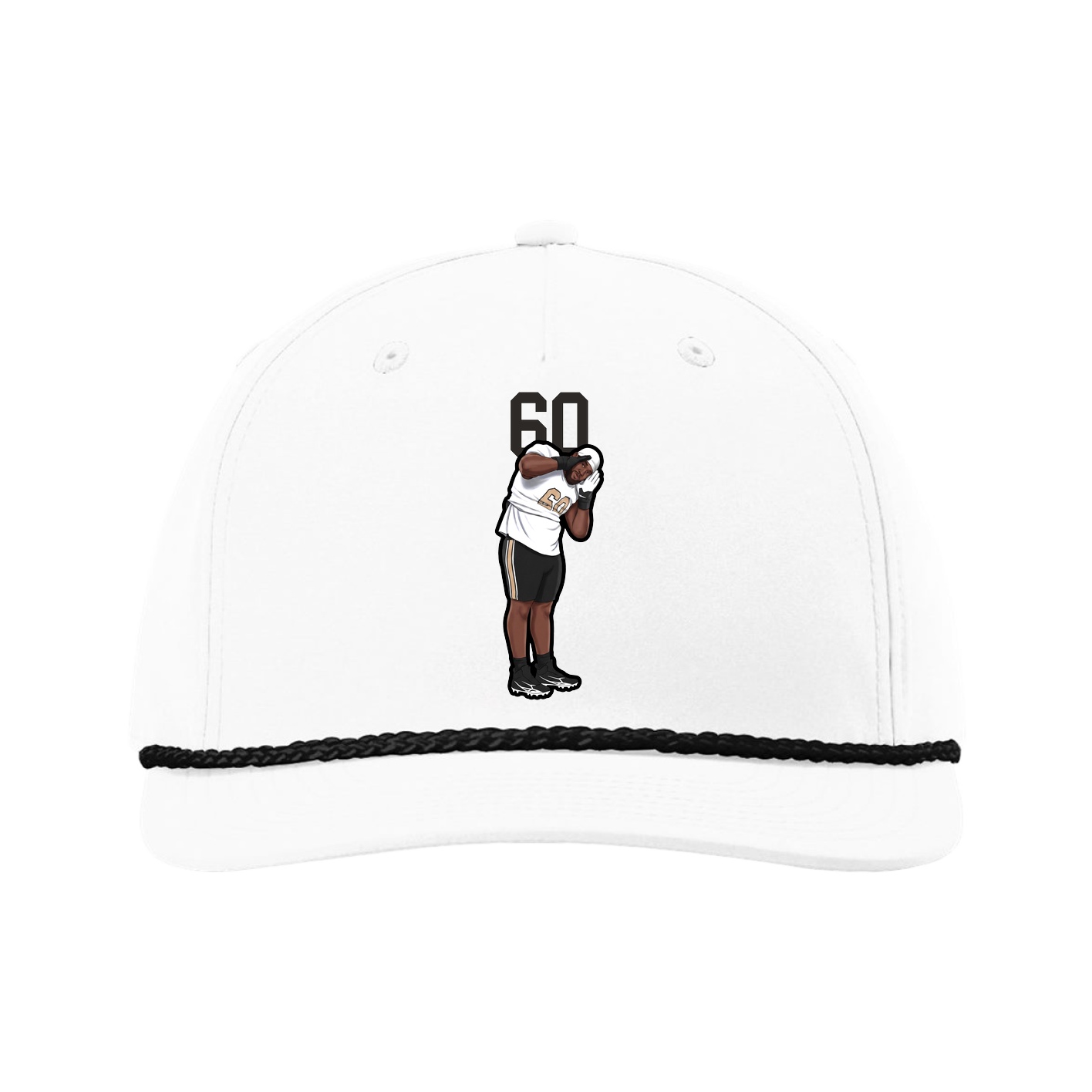 Five-Panel Classic Rope Cap — Number Top in White
