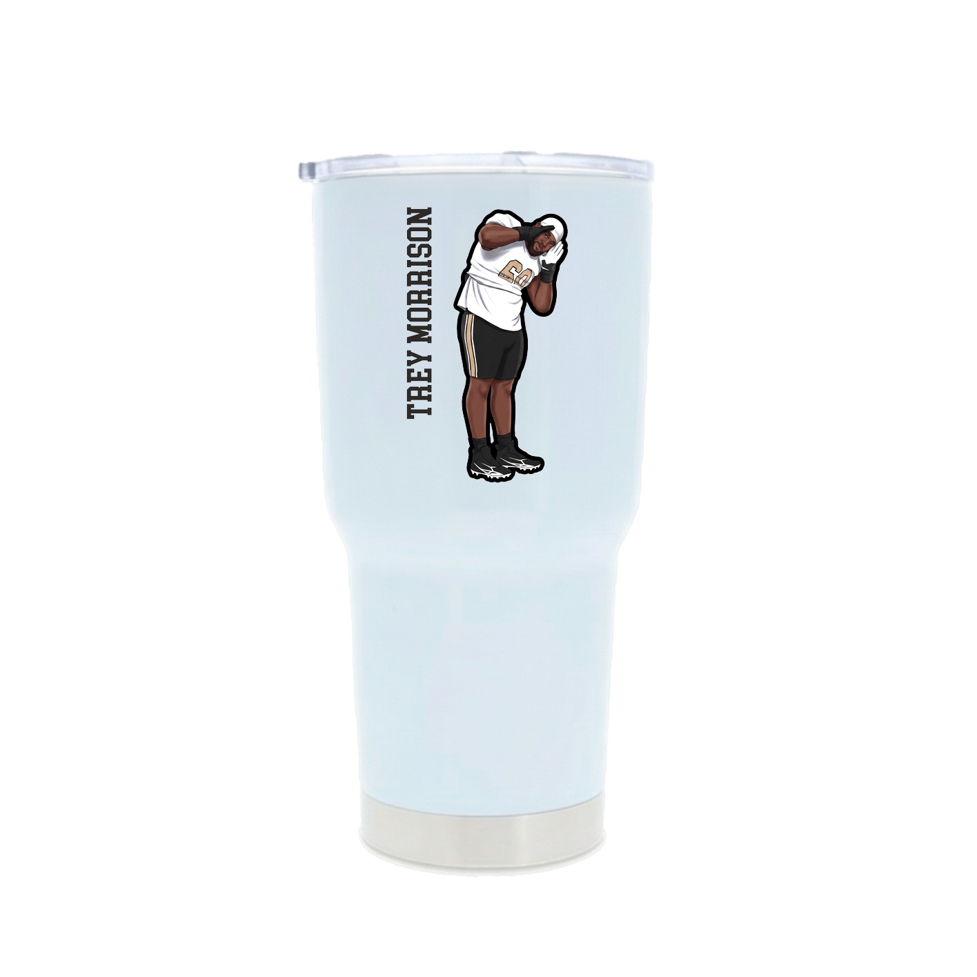 30oz Stainless Steel Tumbler — Name Vertical in White