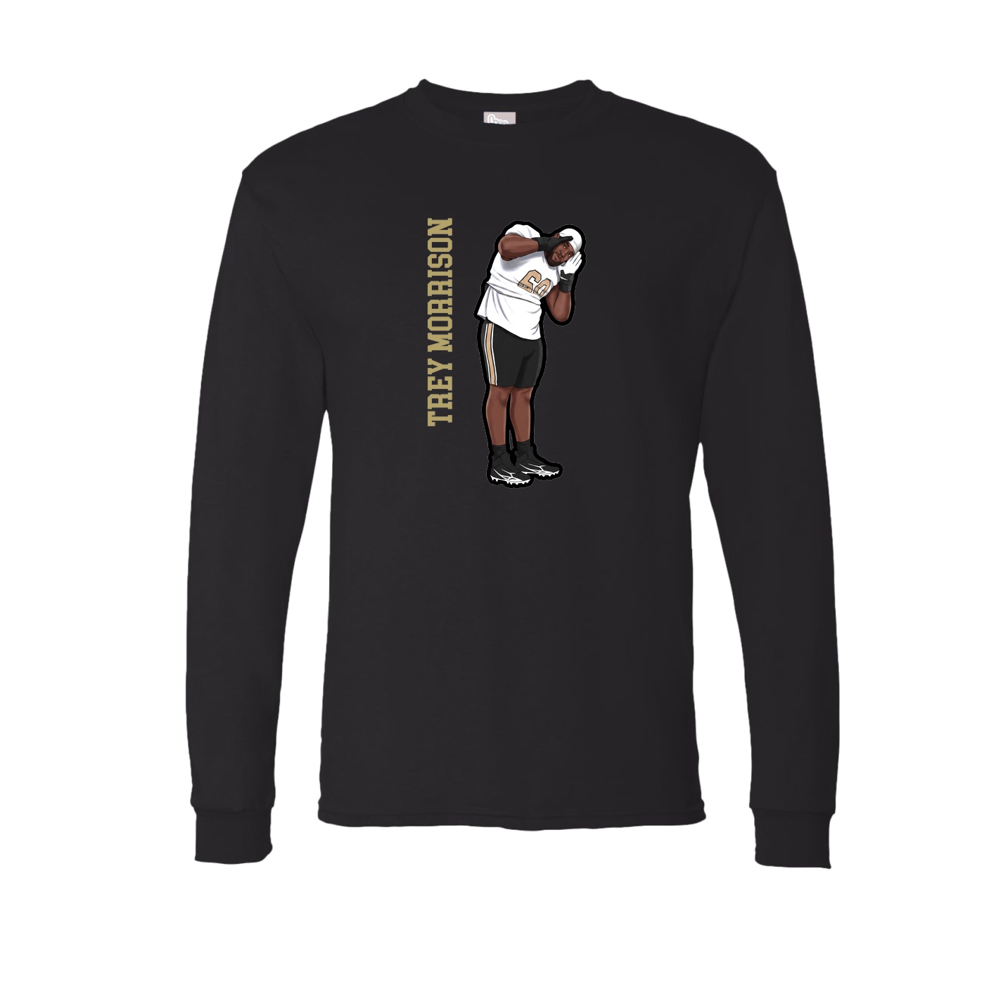 Long Sleeve Tee — Name Vertical in Black