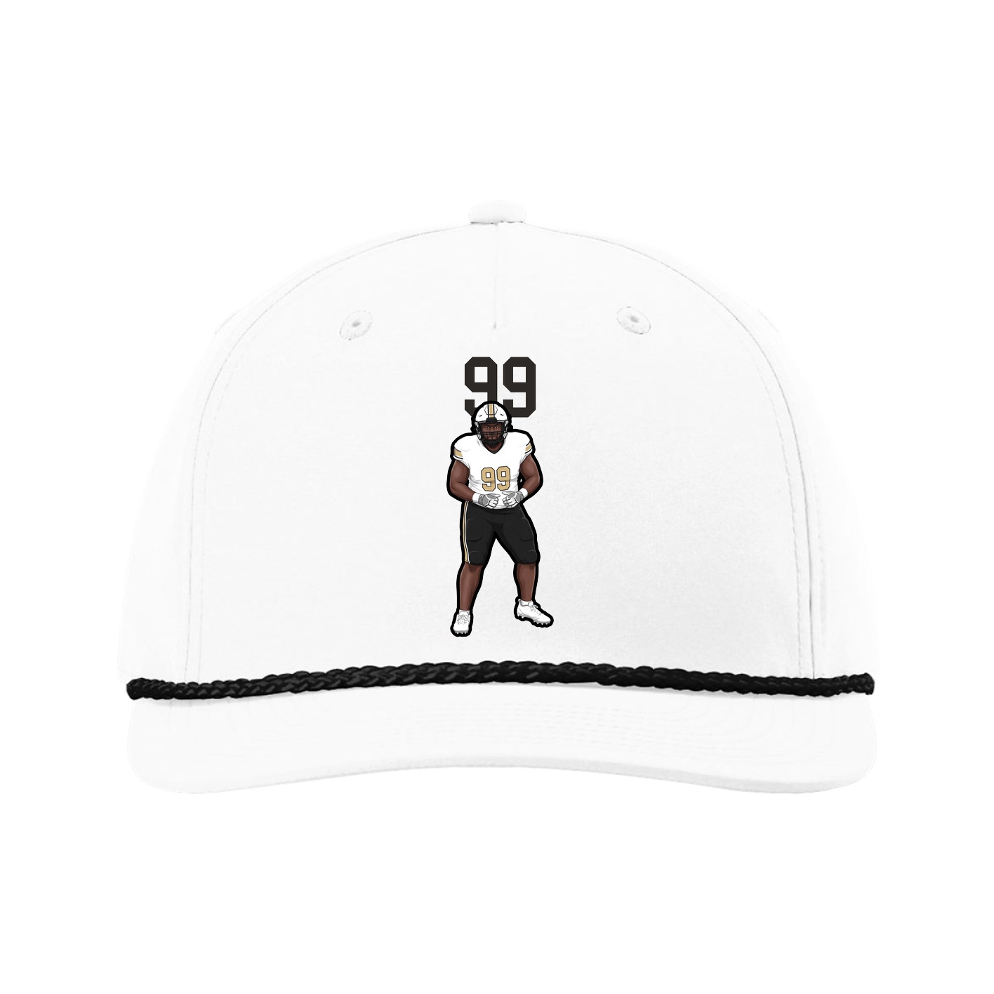 Five-Panel Classic Rope Cap — Number Top in White