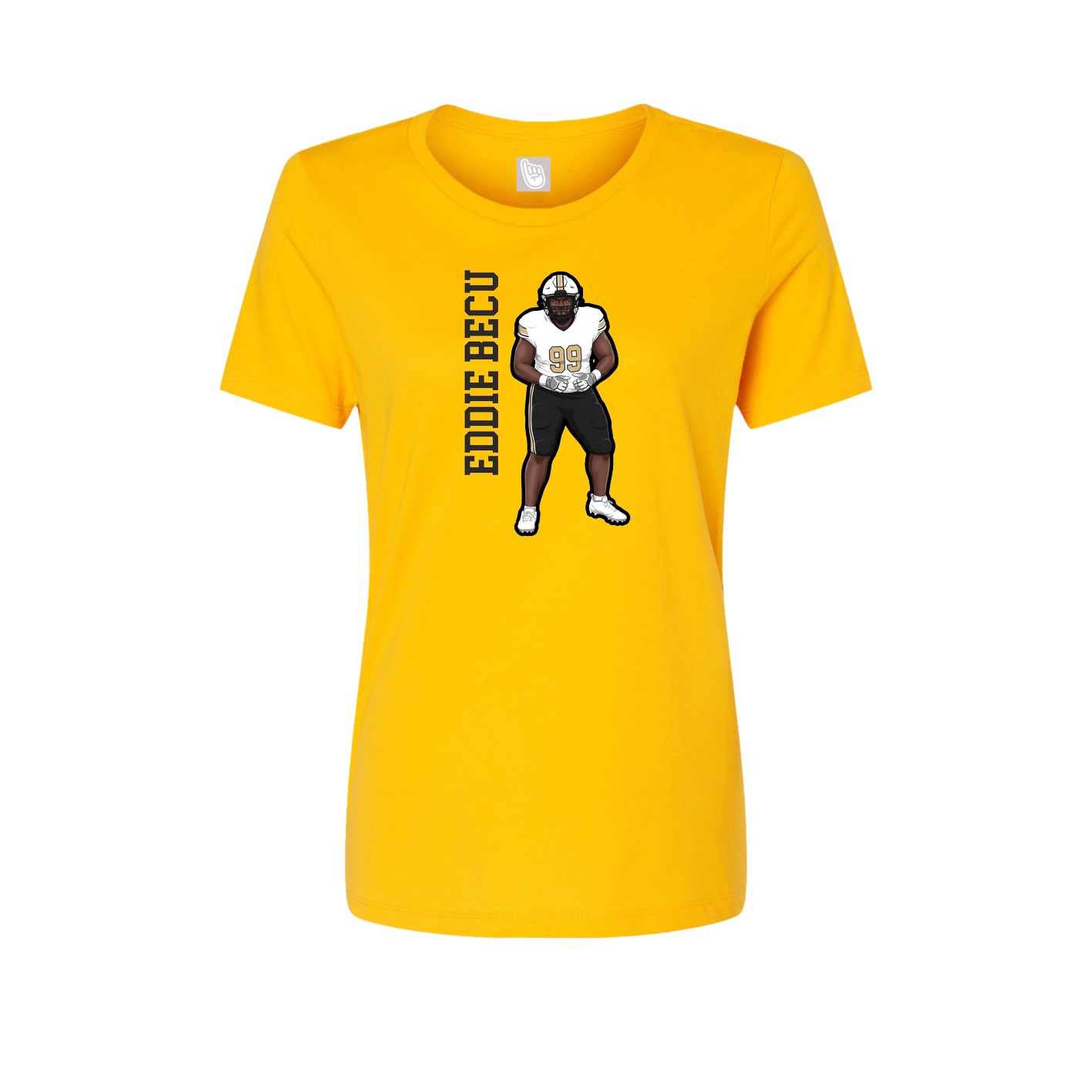 Fitted Women's Tee — Name Vertical in Gold
