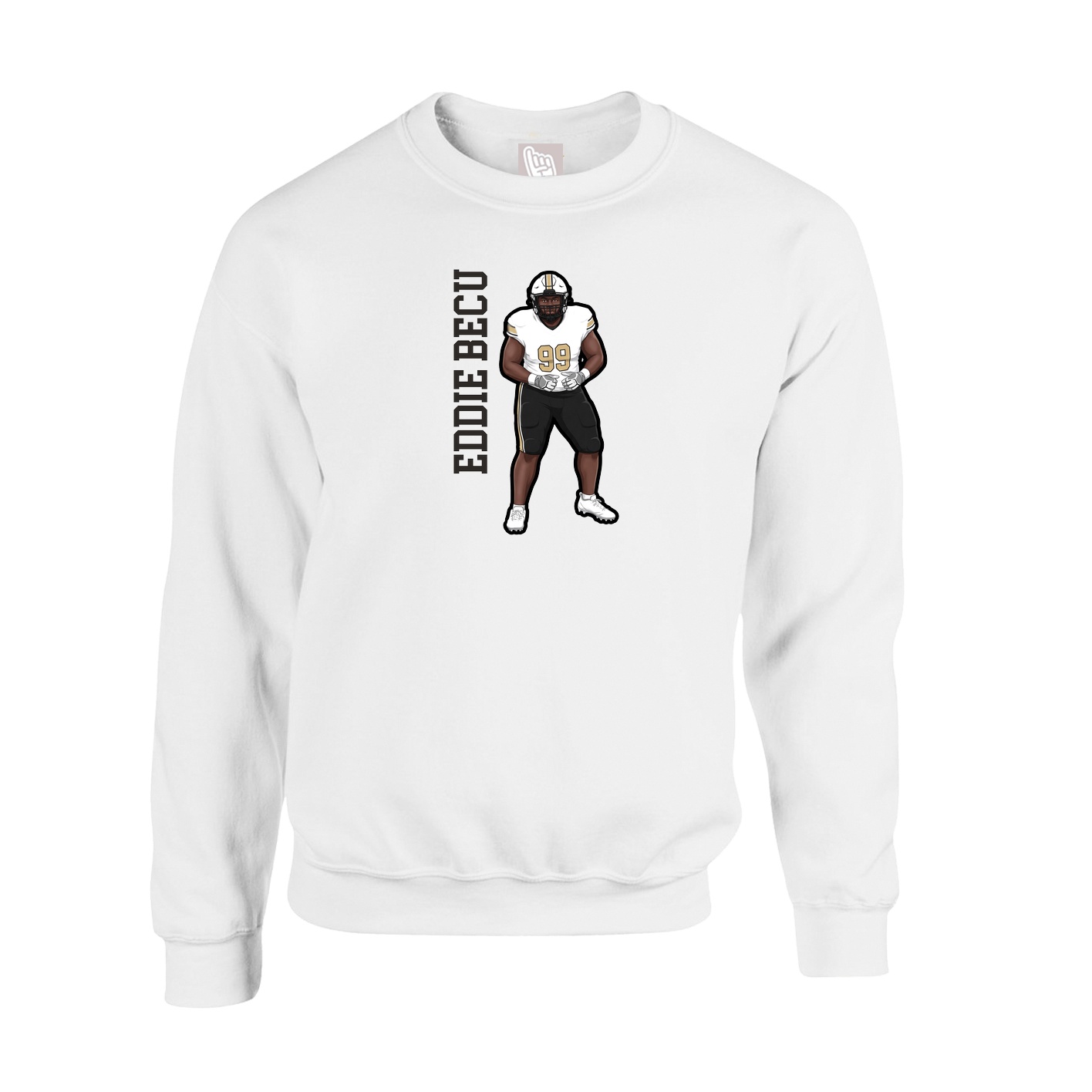 Fleece Crew — Name Vertical in White