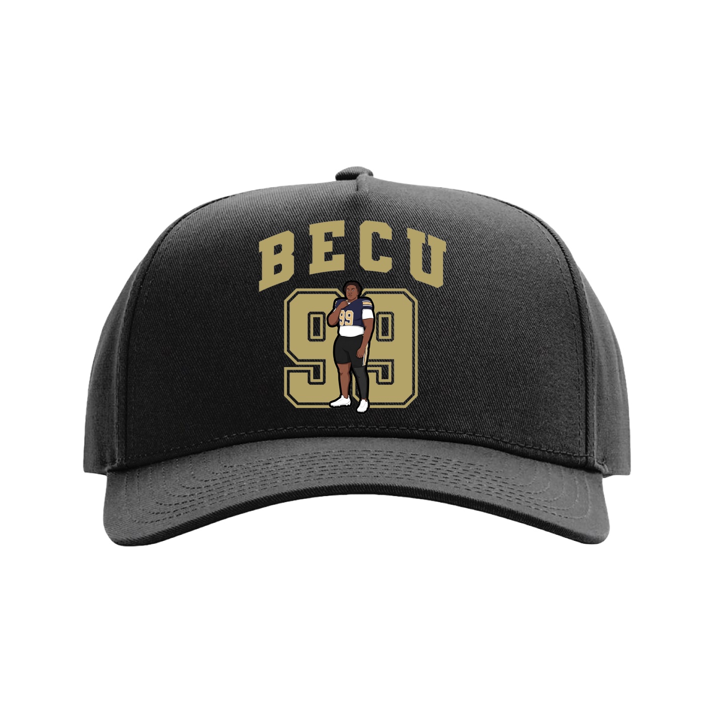 Full Fabric Five-Panel Champ Cap — Number in Black