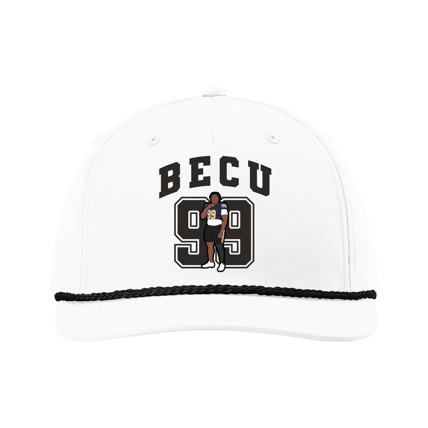 Five-Panel Classic Rope Cap — Number in White