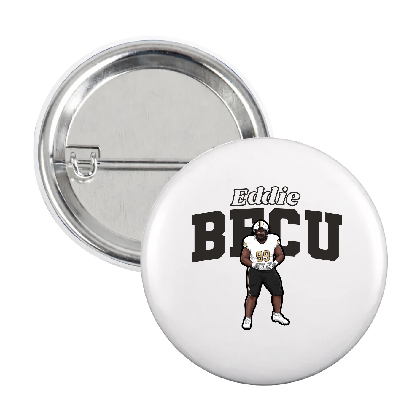 Game Day Button — Name Arch in White