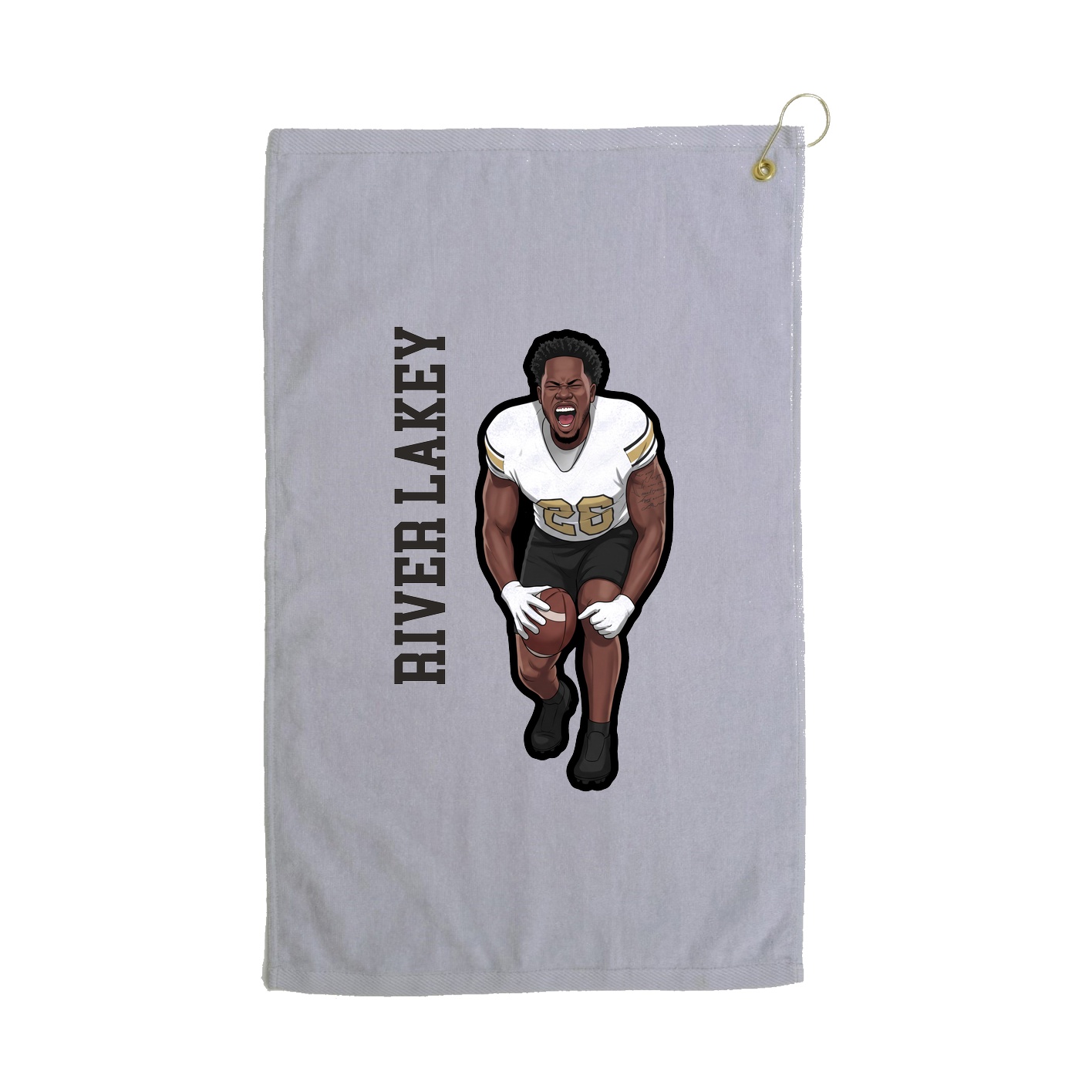 Golf Towel — Name Vertical in Grey