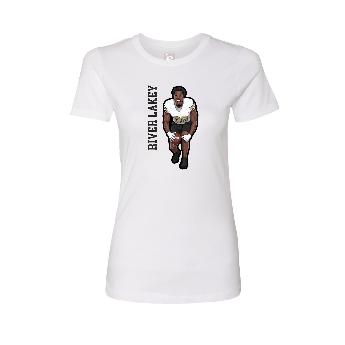 Fitted Women's Tee — Name Vertical in White