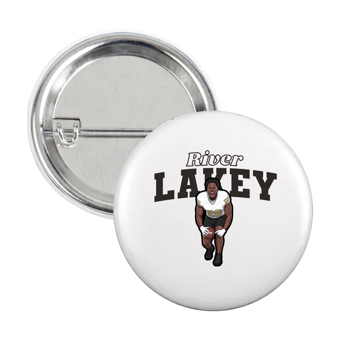 Game Day Button — Name Arch in White