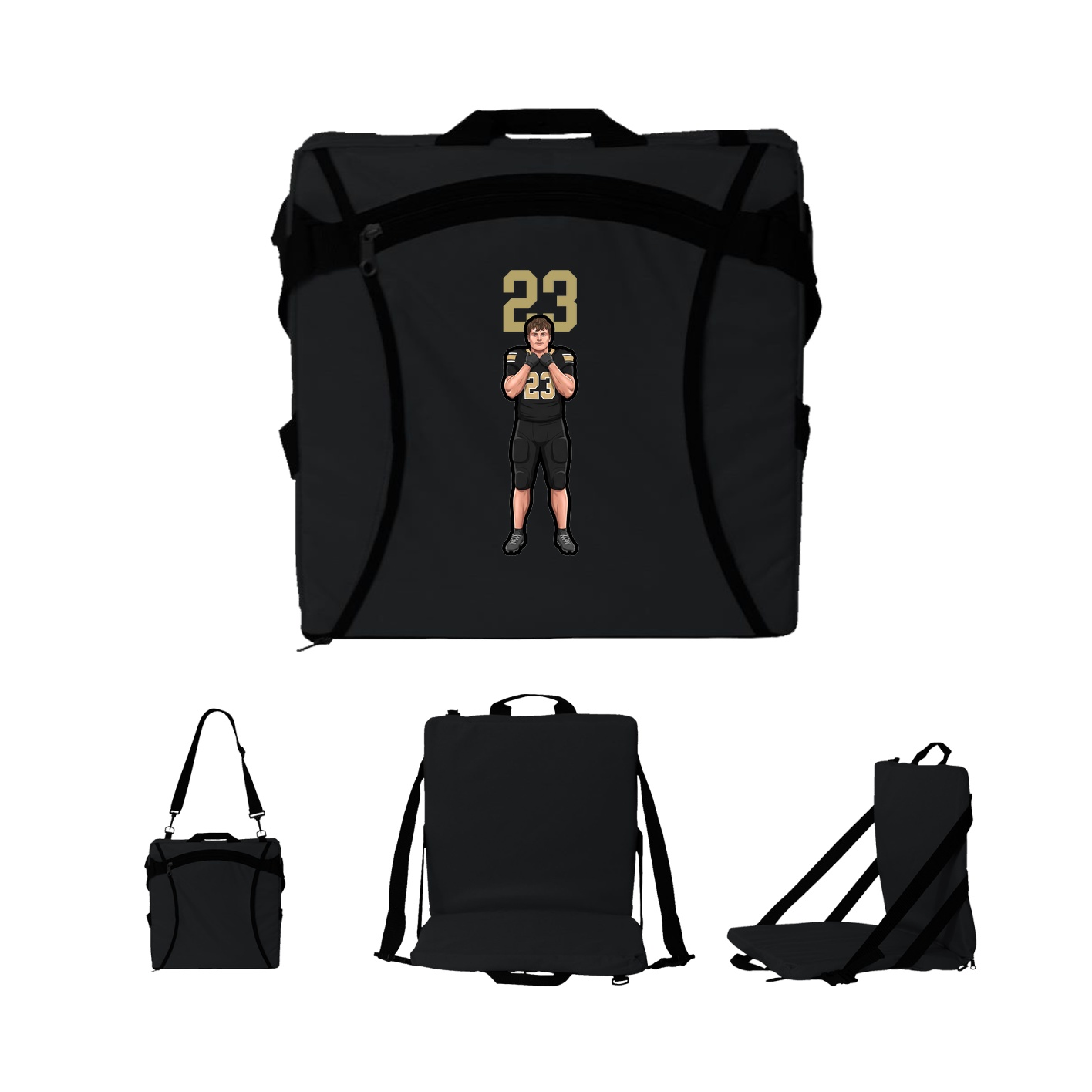 Folding Stadium Seat — Number Top in Black