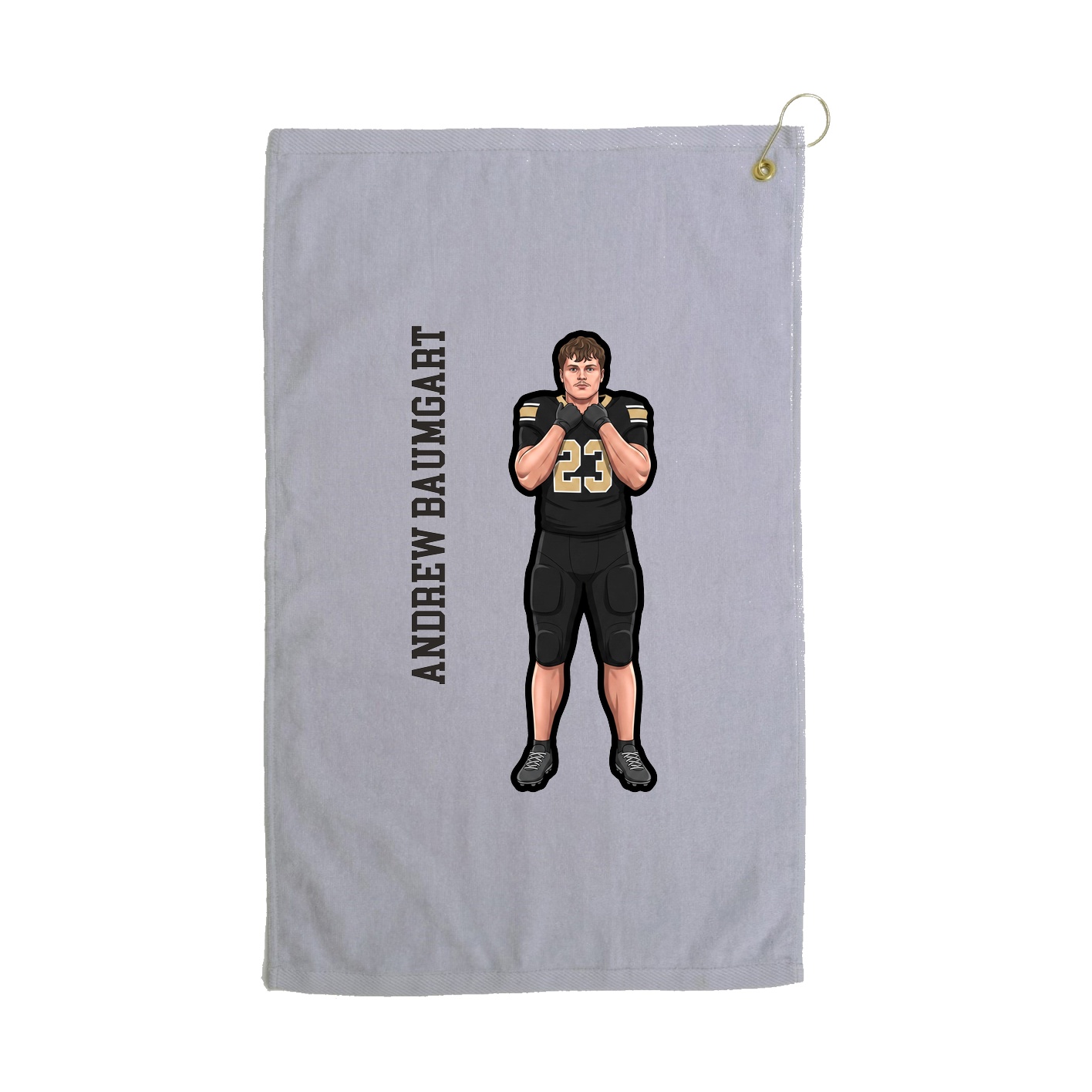 Golf Towel — Name Vertical in Grey