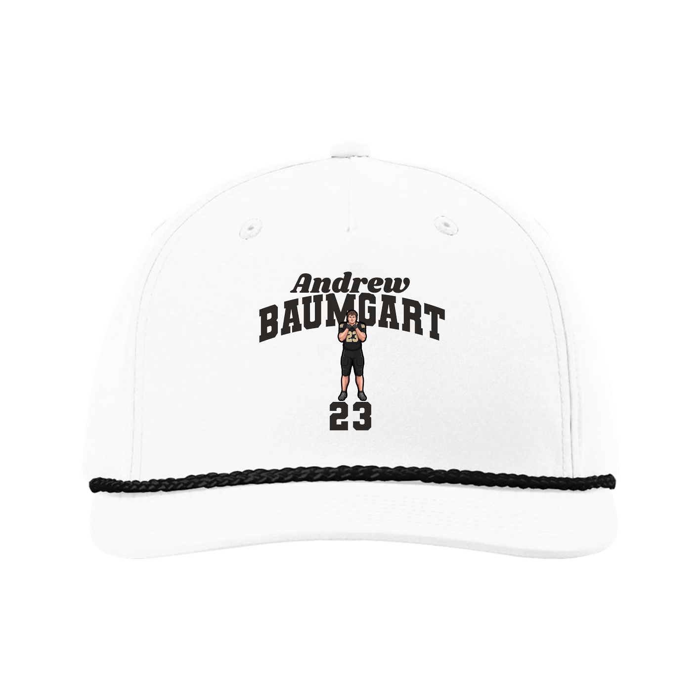 Five-Panel Classic Rope Cap — Signature Arch in White